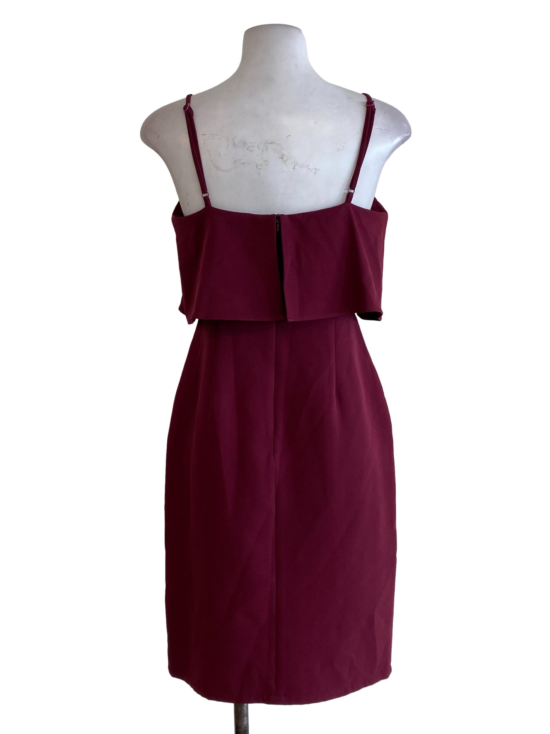 Maroon Layered Sheath Dress