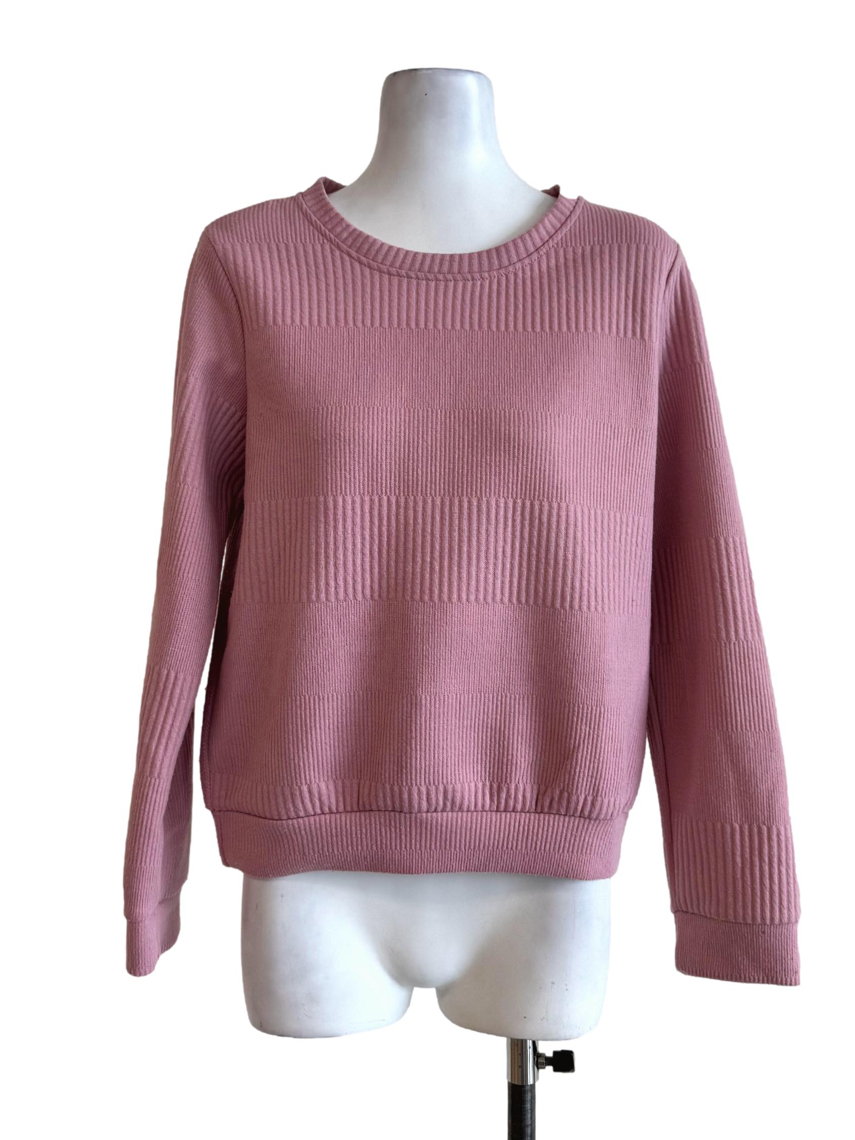 Bubblegum Pink Knitted Long Sleeve Sweatshirt