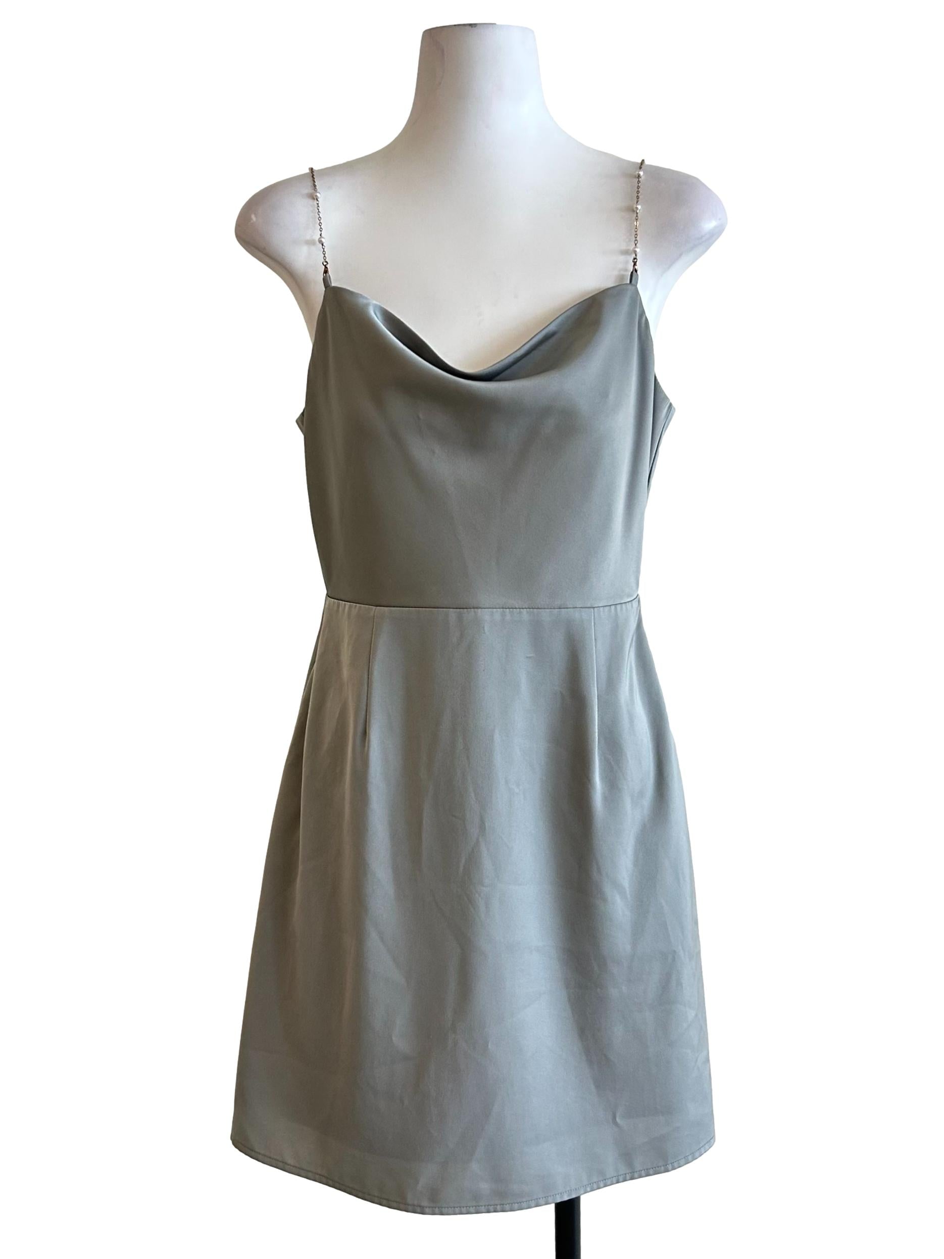 Coin Grey Satin Cowl Dress