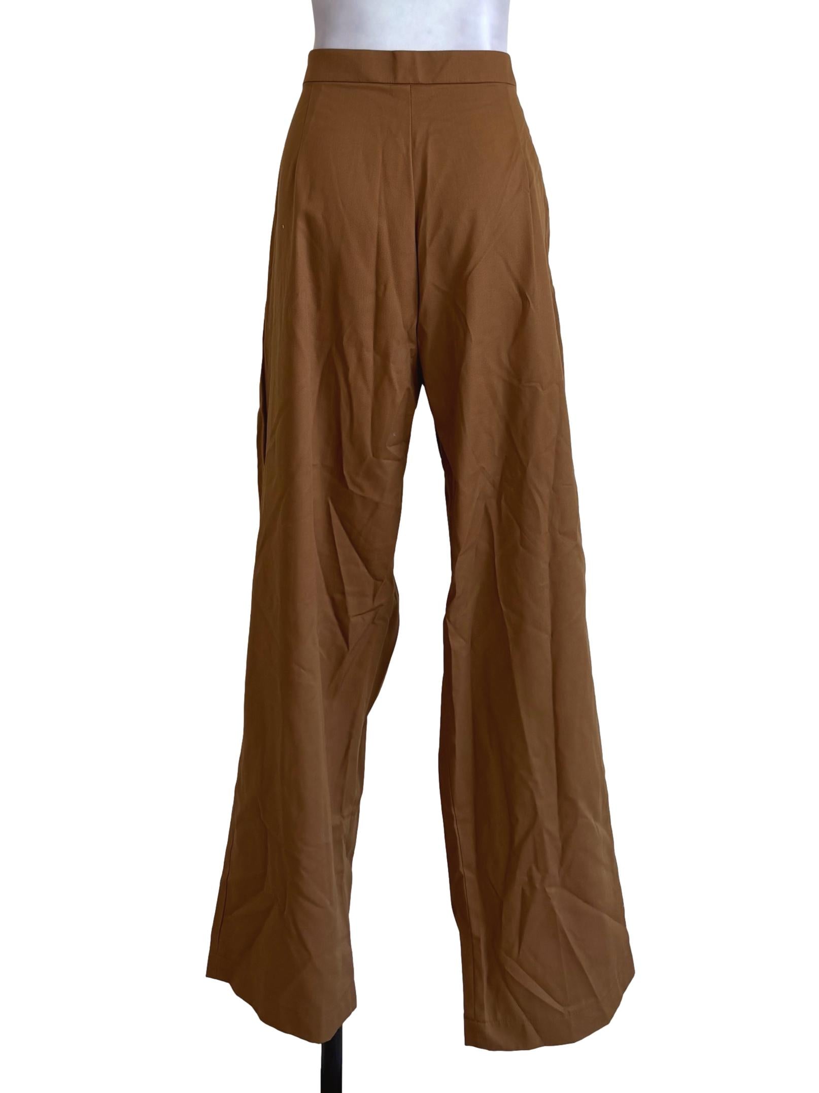 Tawny Brown Pleated Wide Leg Pants
