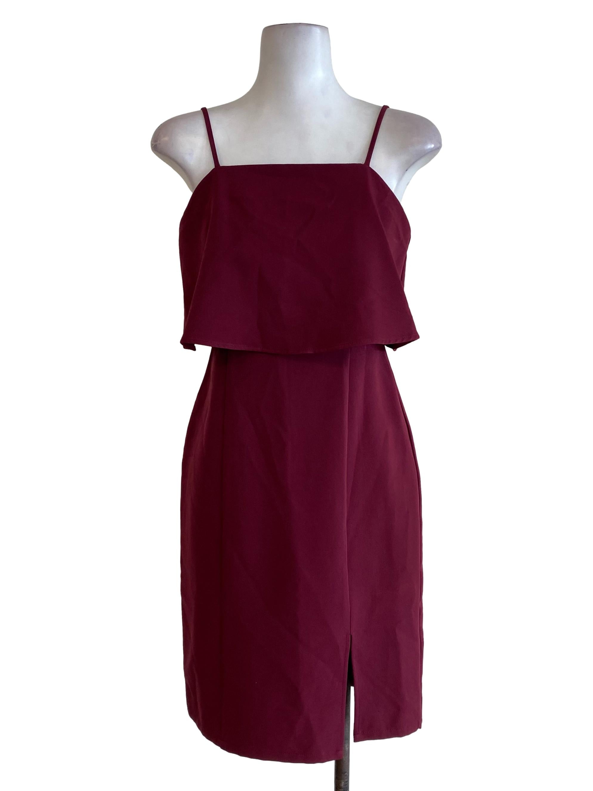 Maroon Layered Sheath Dress