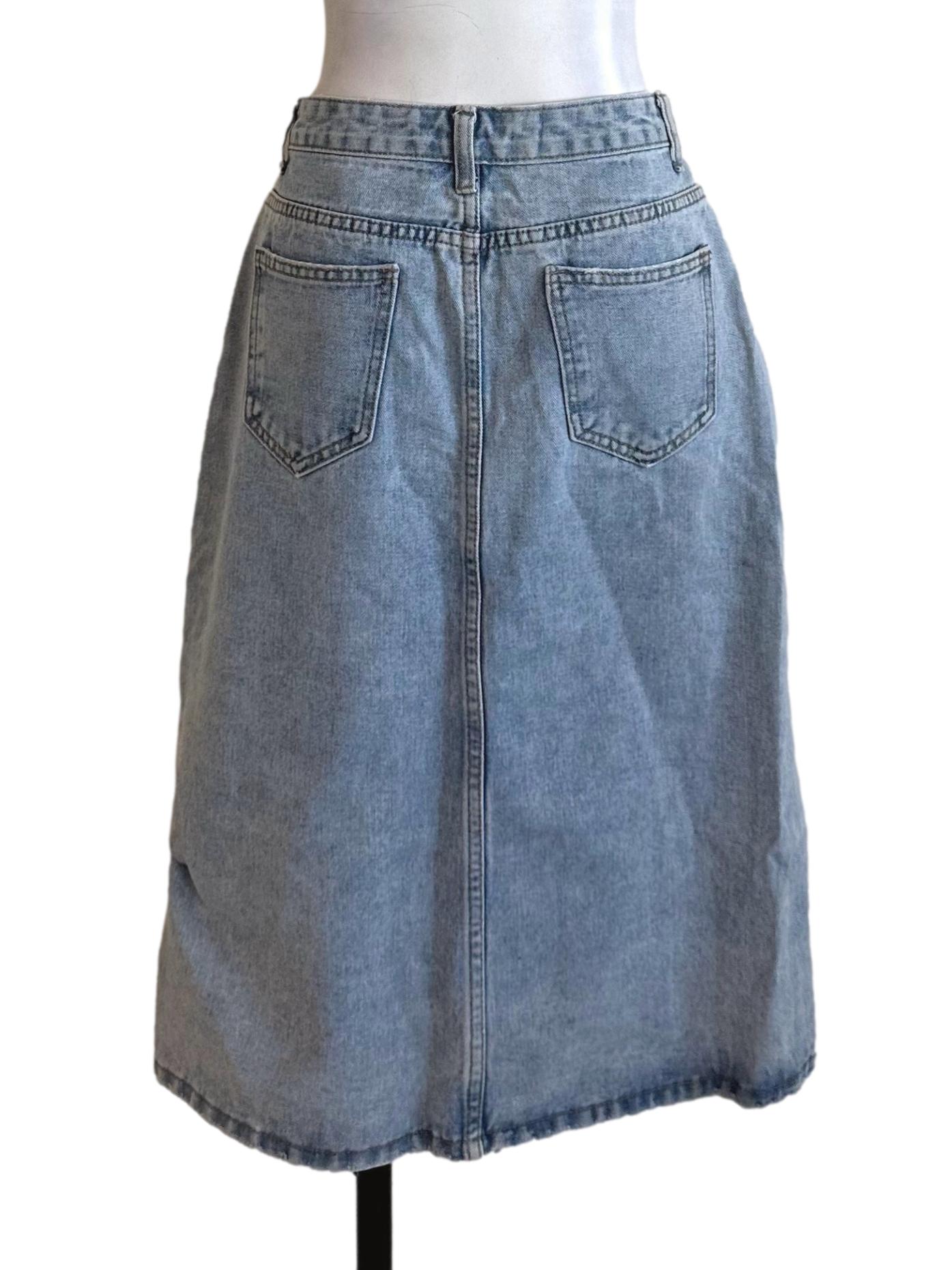 Light Blue Denim Slit Skirt TTR