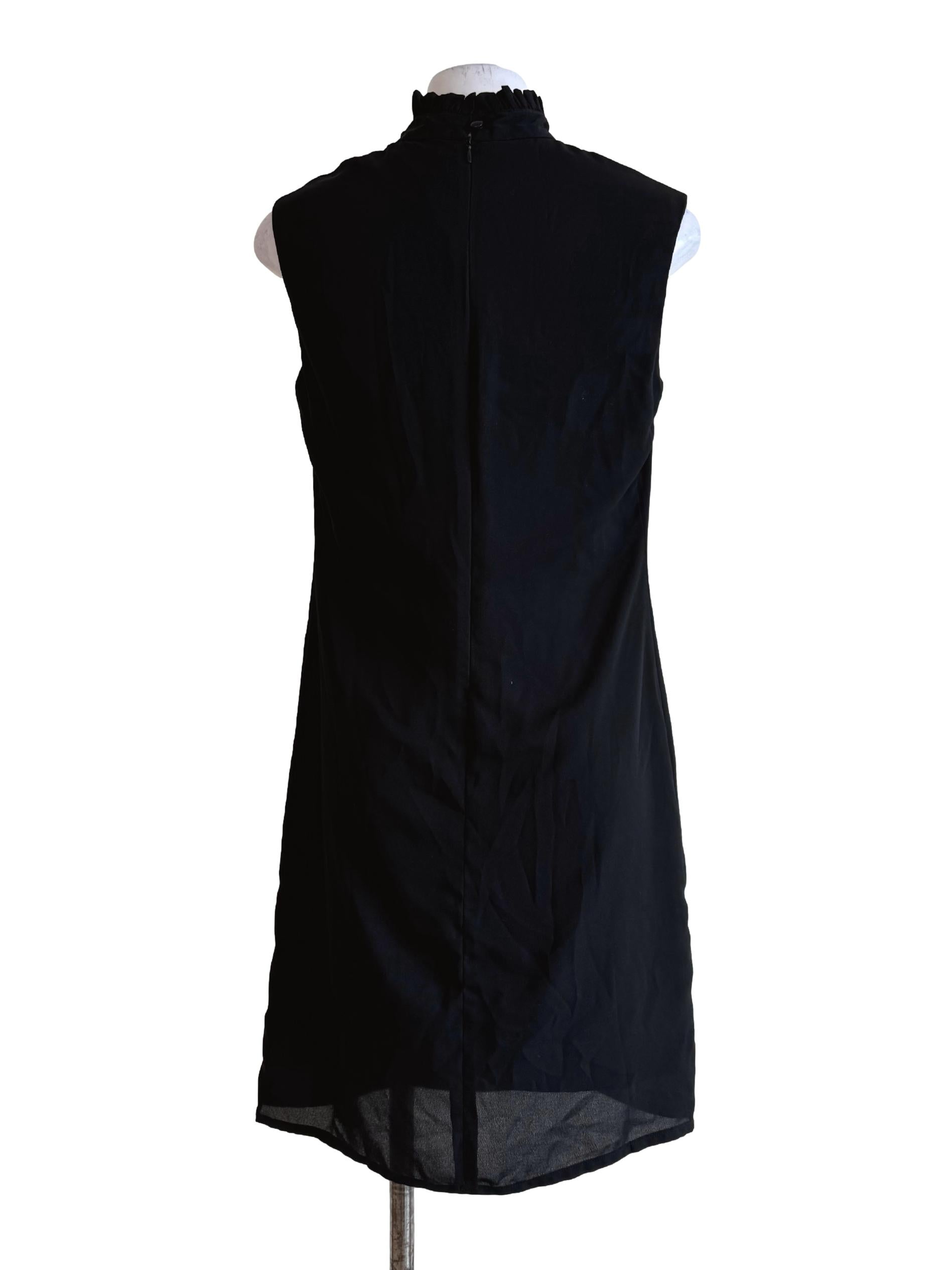 Ink Black Ruffle Neck Dress