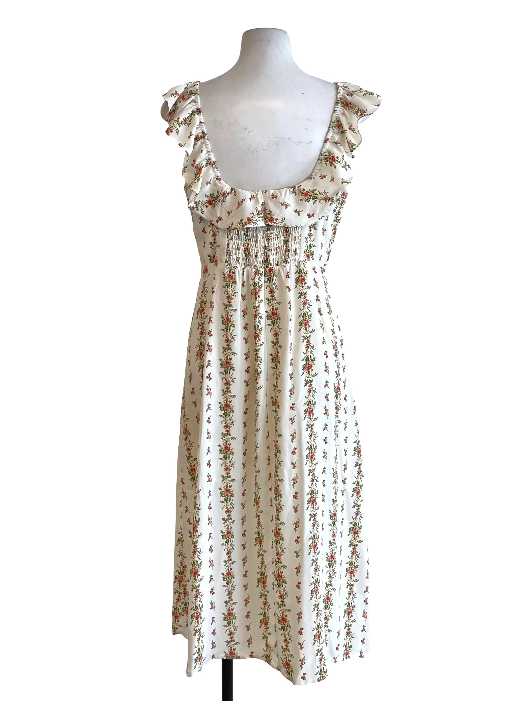 Cream Floral Slip Dress
