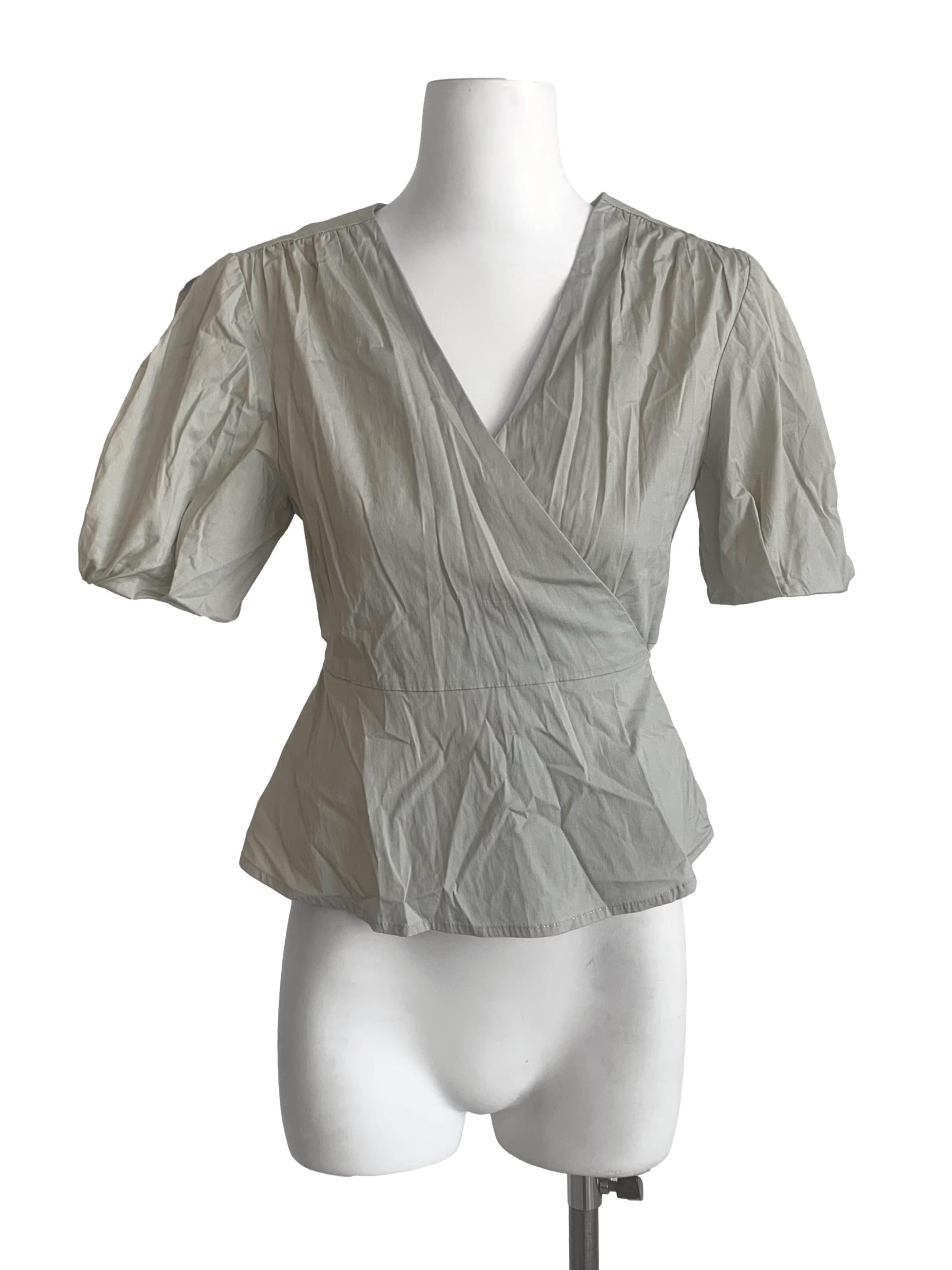 Sage Green Deep V Neck Wrap Top LB