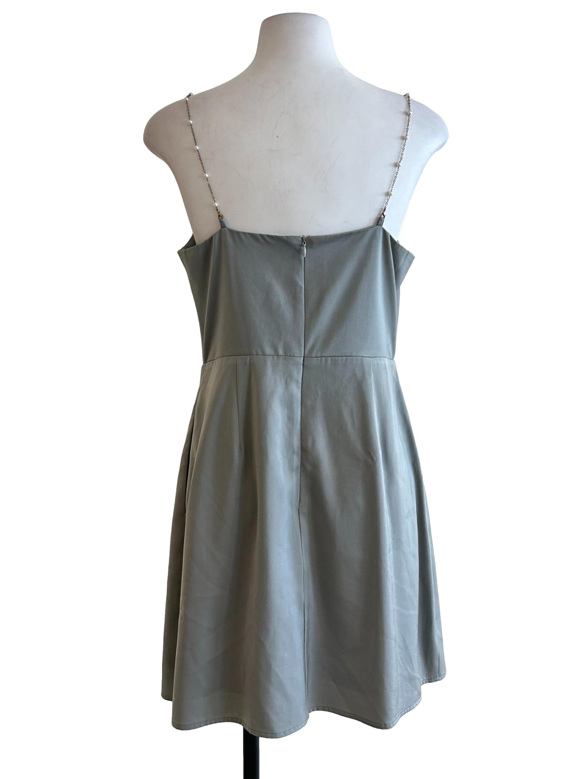 Coin Grey Satin Cowl Dress