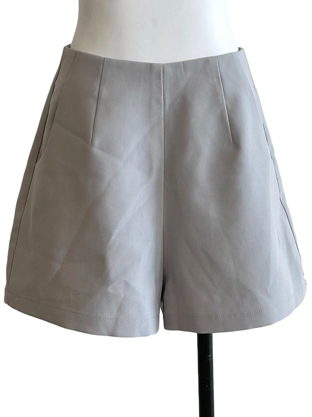 Cloud Grey High Waisted Tailored Shorts