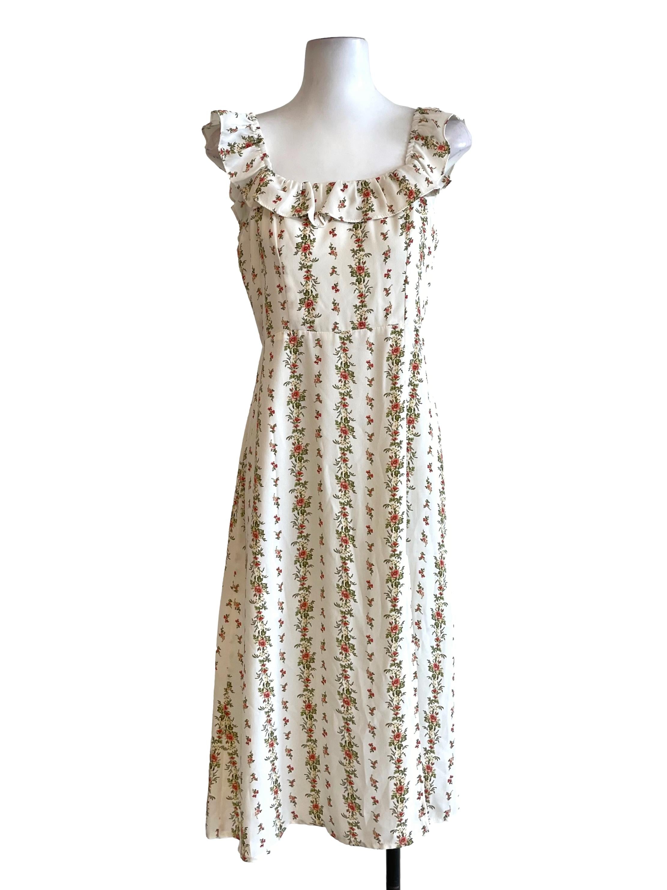 Cream Floral Slip Dress