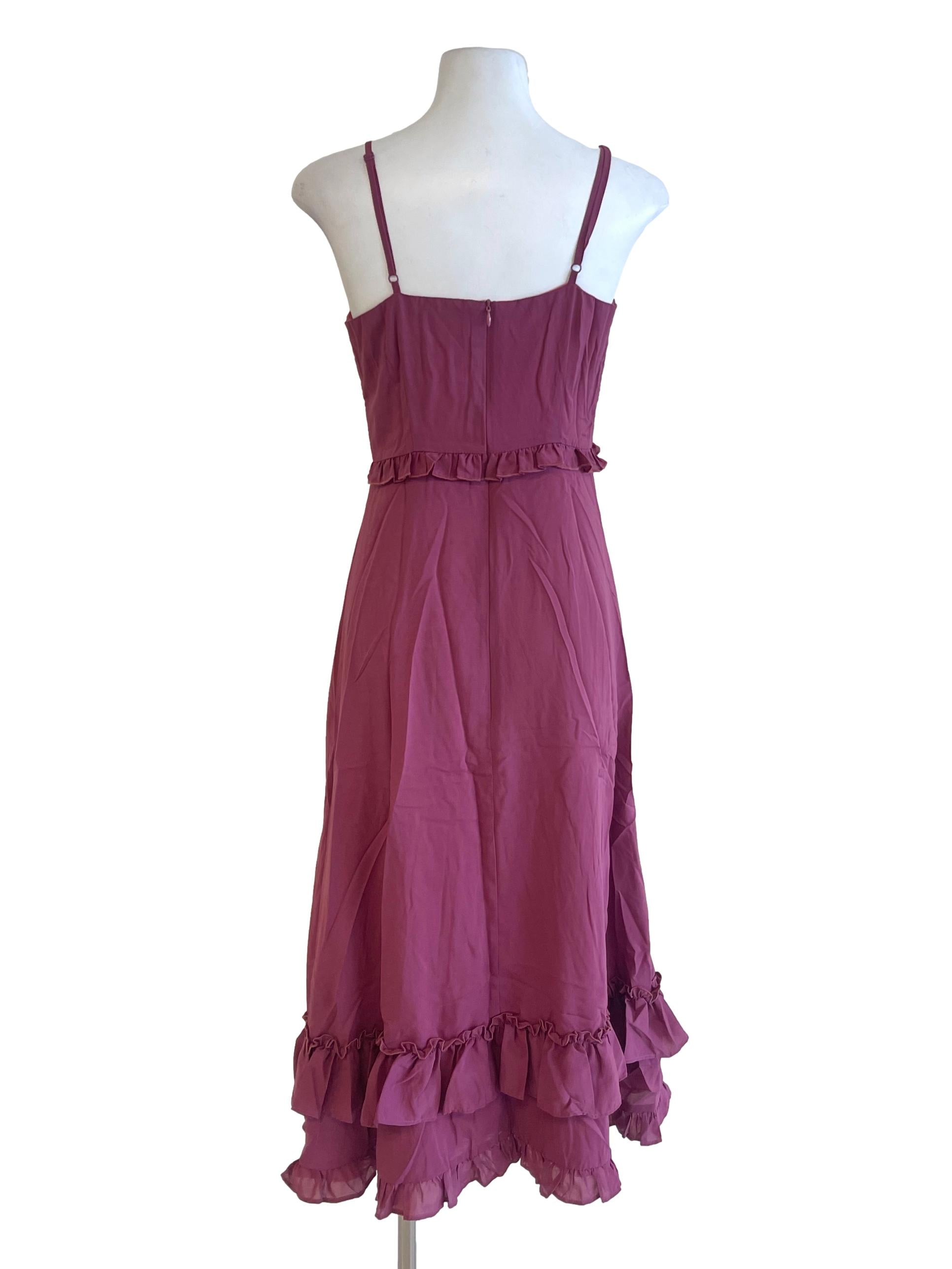 Mulberry Eve Chiffon Ruffle Midi Dress