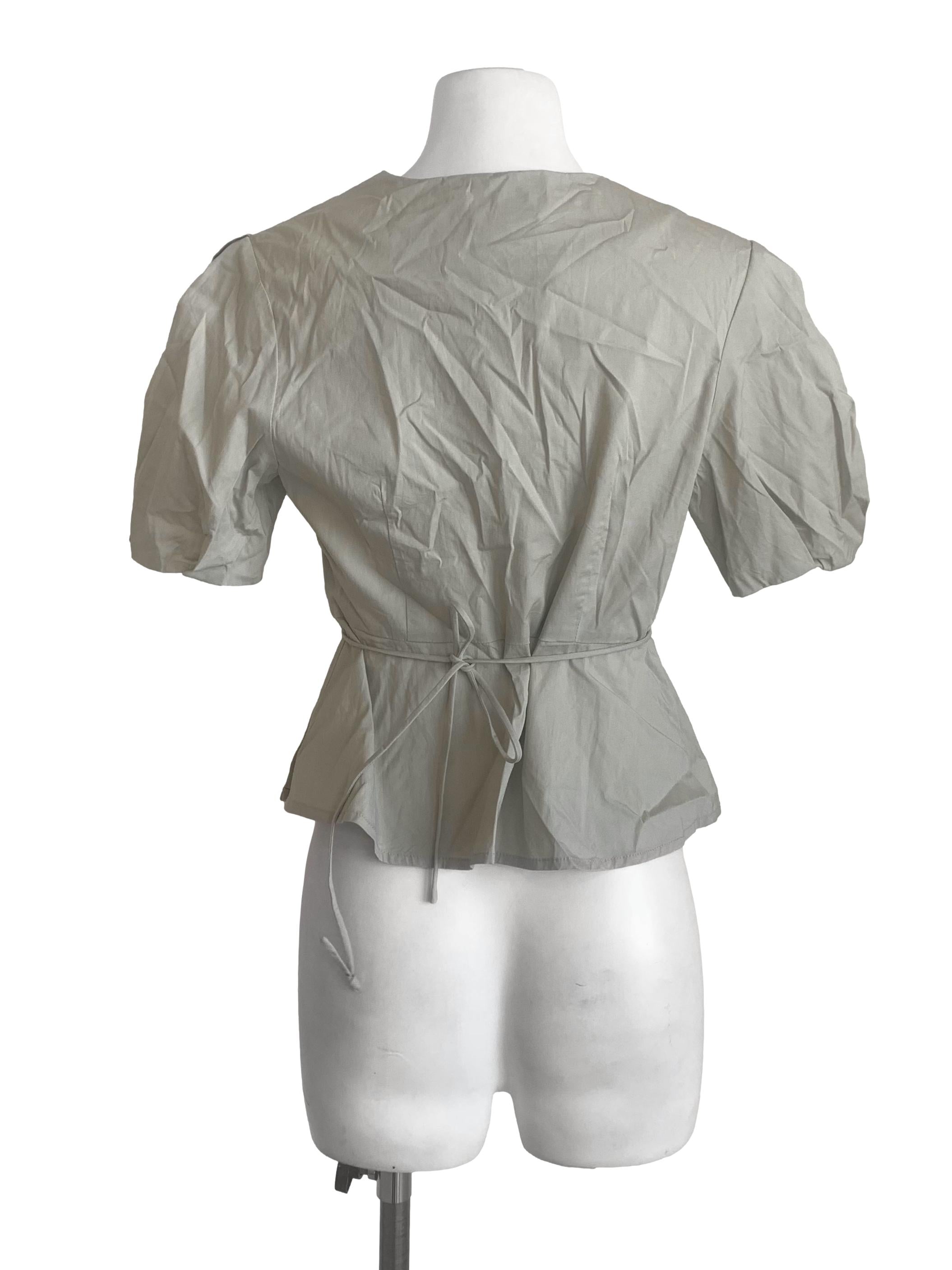 Sage Green Deep V Neck Wrap Top LB