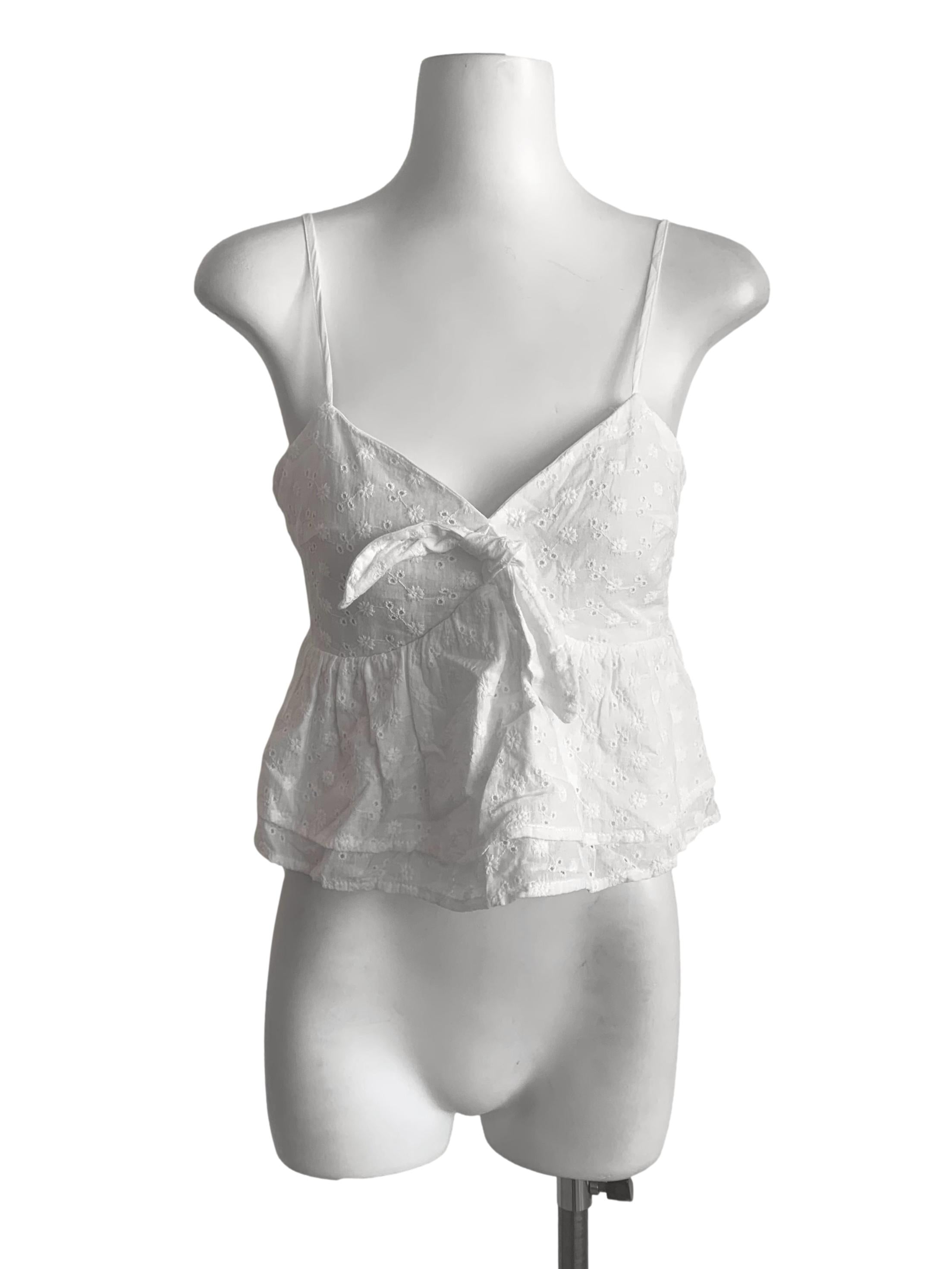 Cotton White Pattern Peplum Top TTR