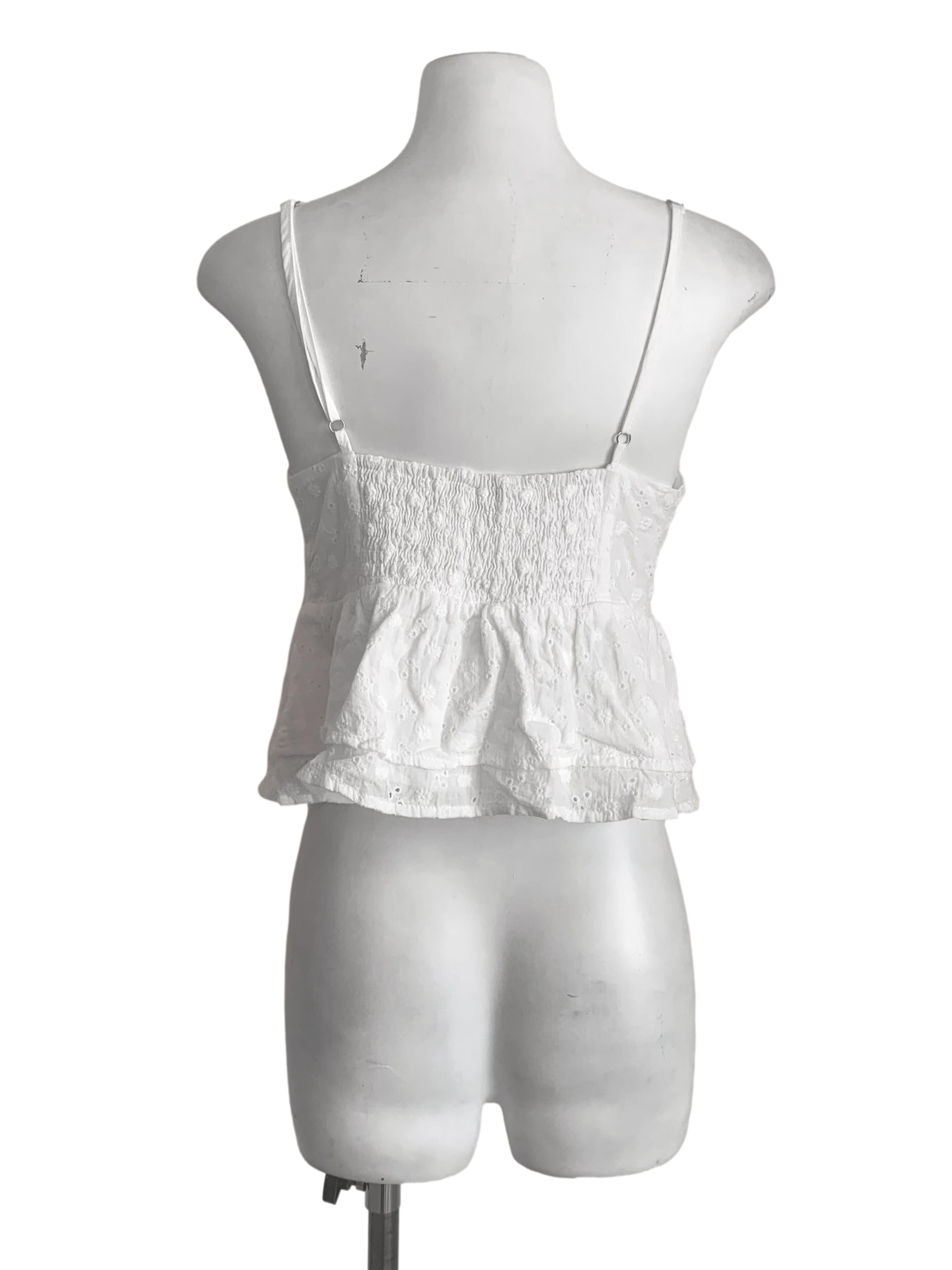 Cotton White Pattern Peplum Top TTR