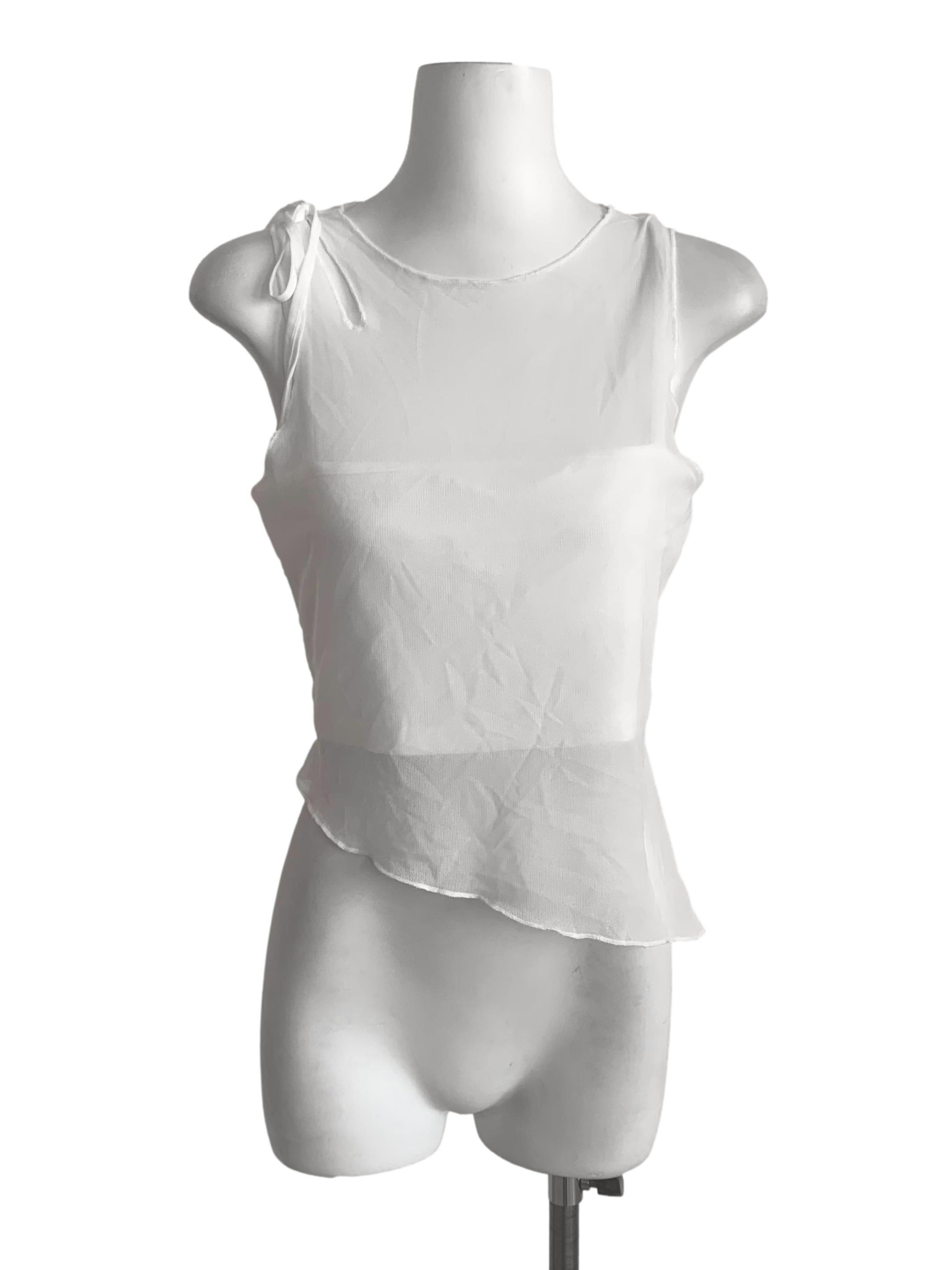 Daisy White Scoop Neck Sheer Top TTR