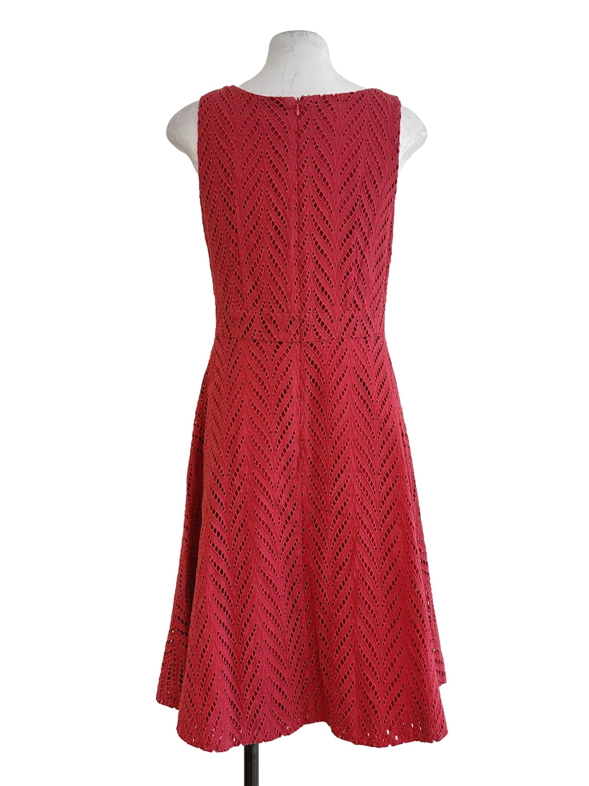 Candy Pink Embroidered Pattern Midi Dress