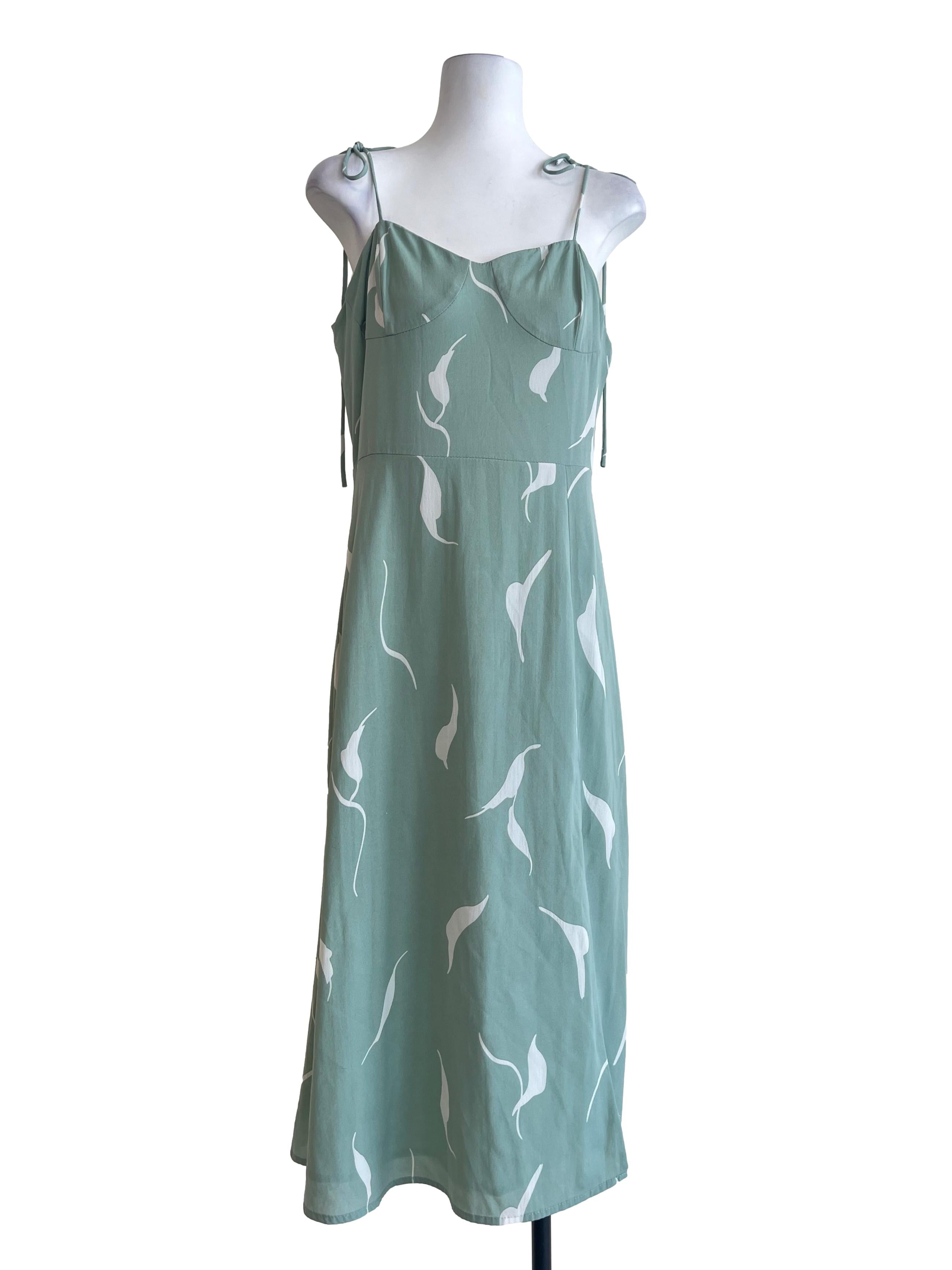 Seaform Green Spaghetti Strap Slip Dress