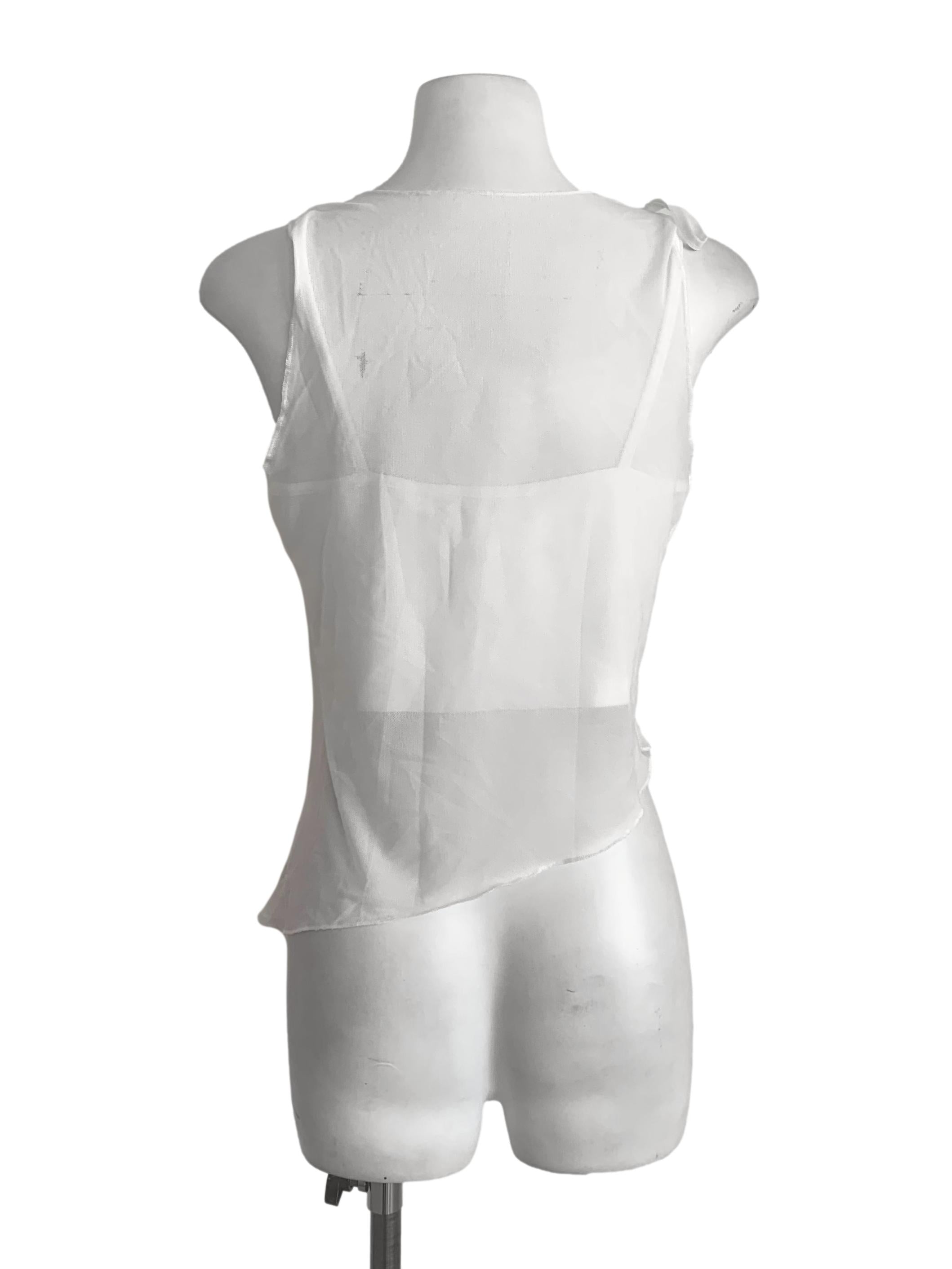 Daisy White Scoop Neck Sheer Top TTR