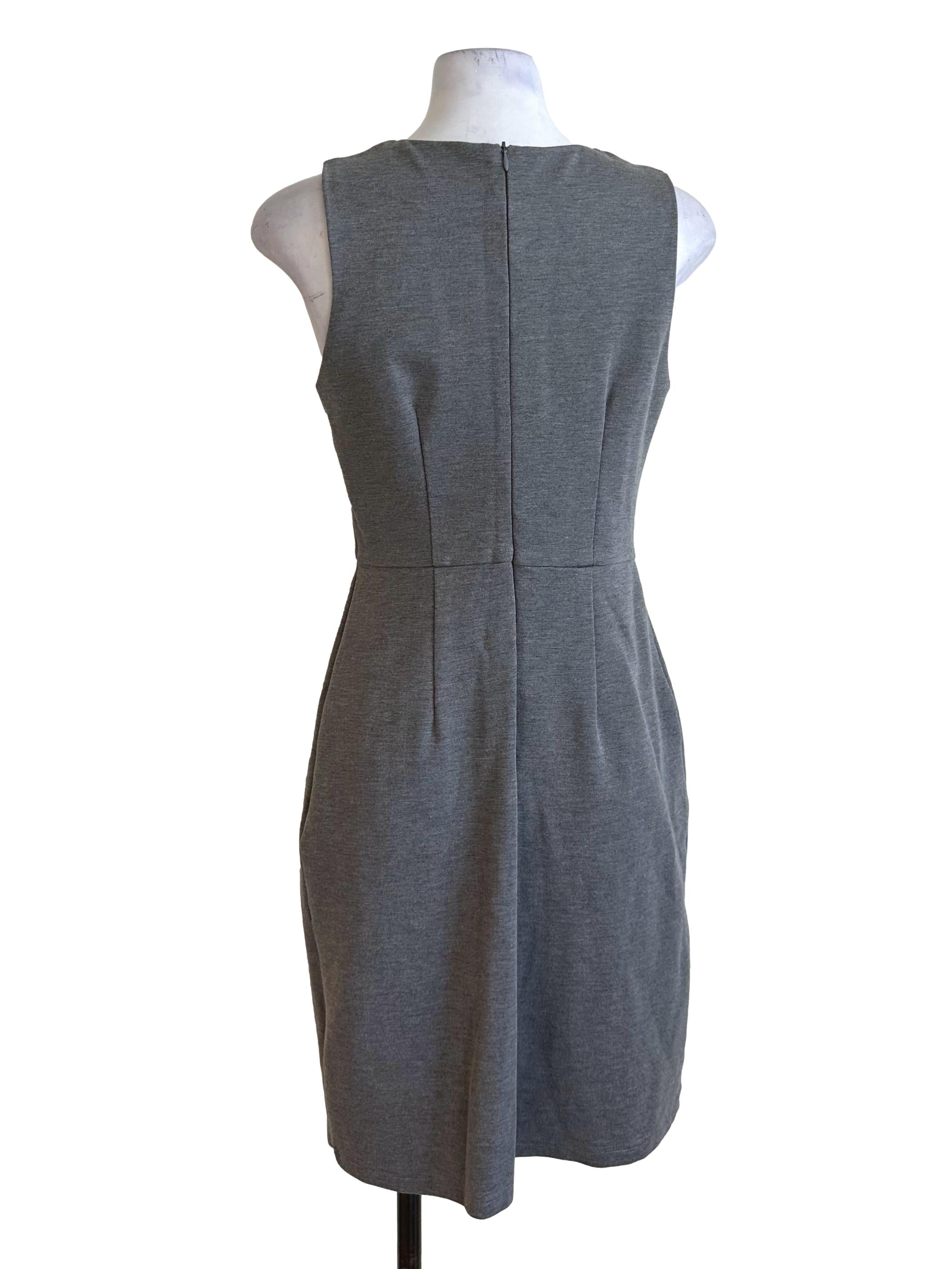 Dove Grey Round Neck Button Dress