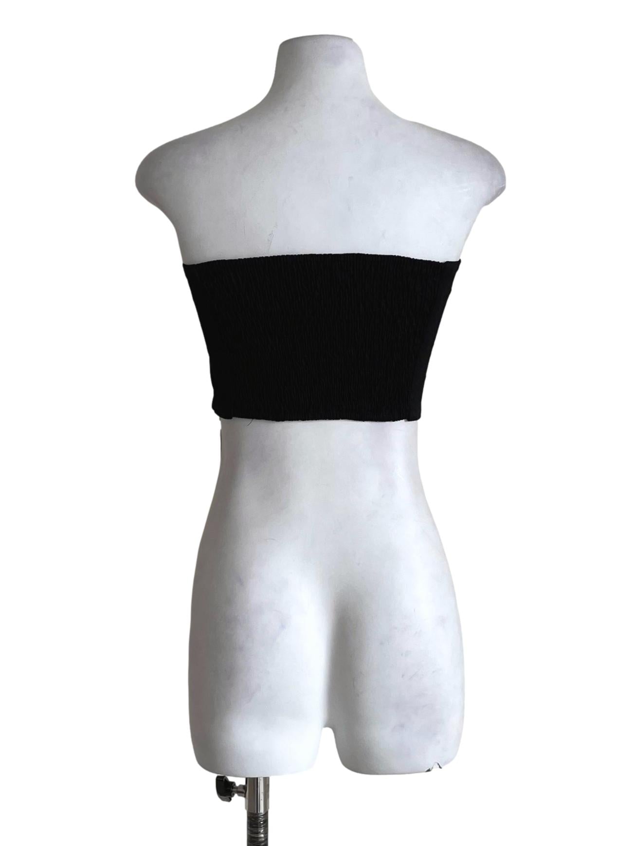Black Charisse Tube Panelled Padded Top