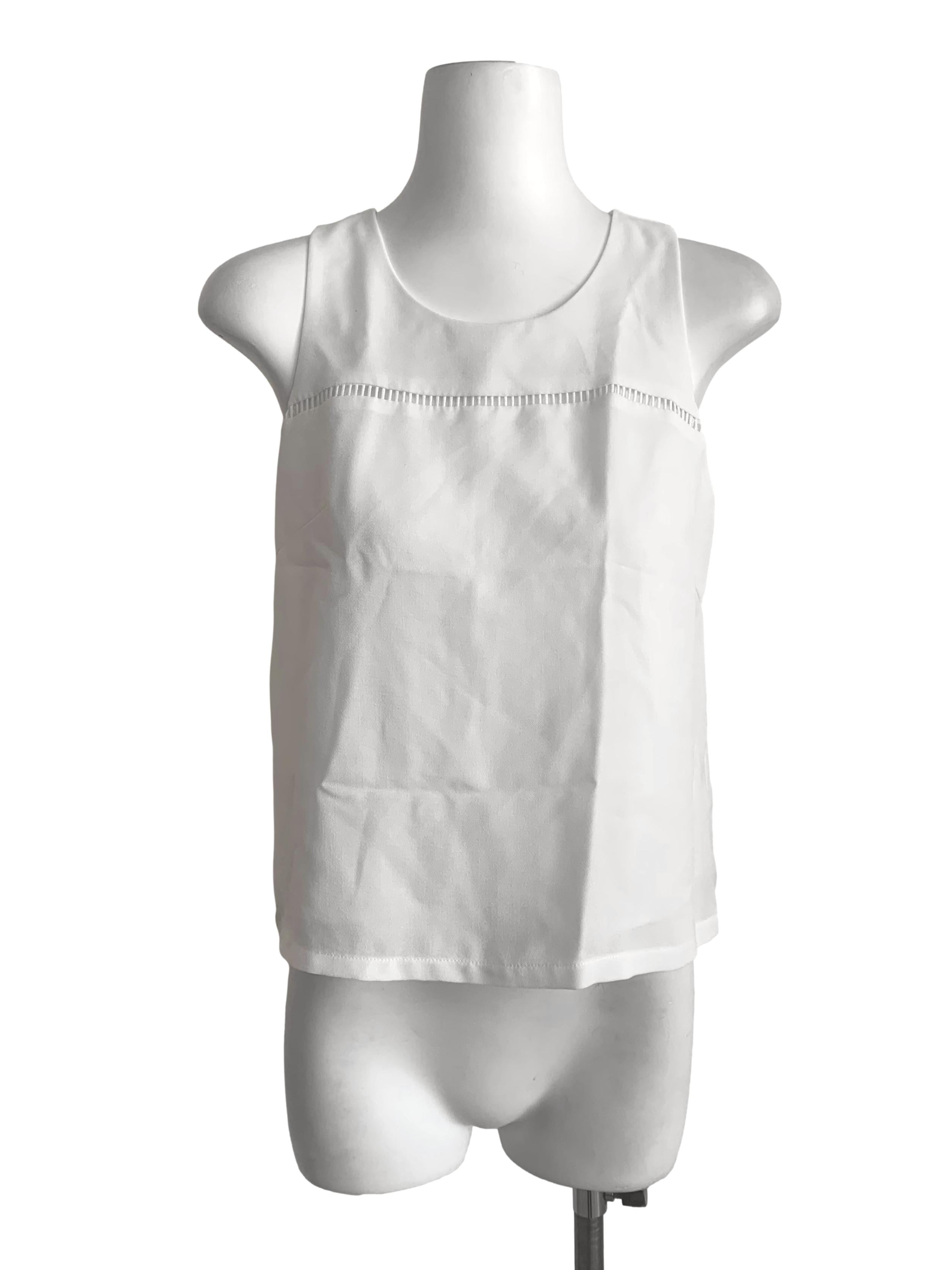 Chiffon White Round Neck Top