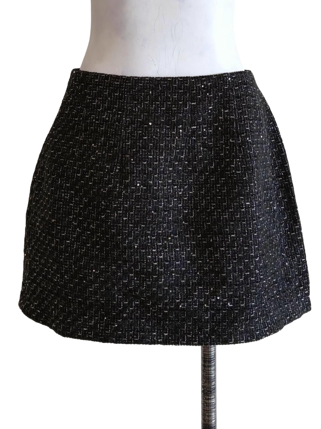 Midnight Black Tweed Skirt