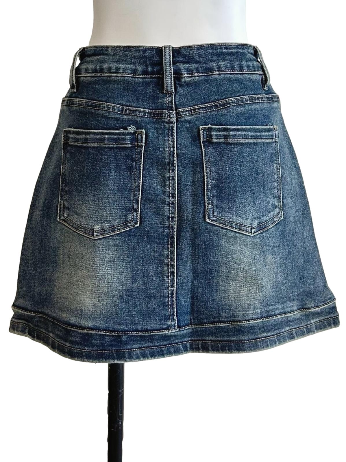 Medium Wash Denim Mini Skorts