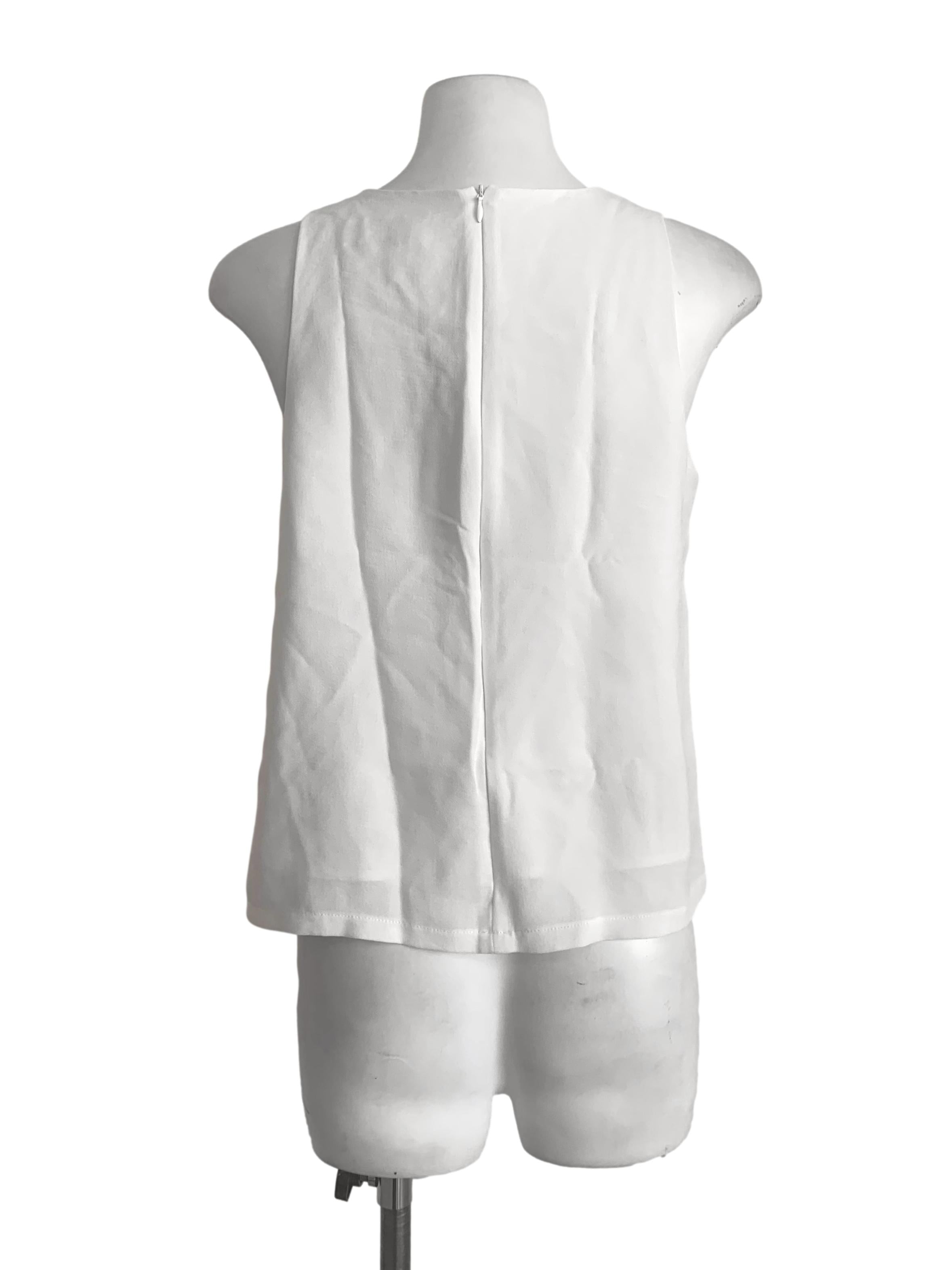 Chiffon White Round Neck Top