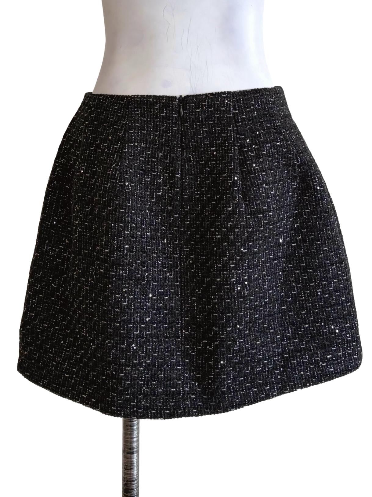 Midnight Black Tweed Skirt
