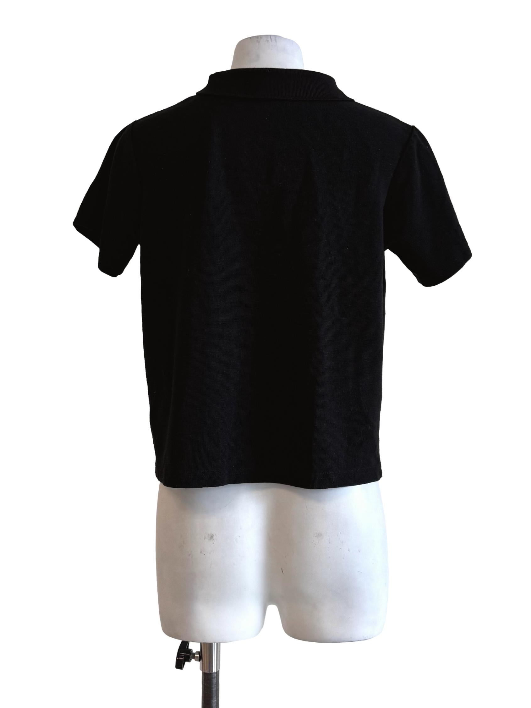 Textured Black Collar T-Shirt
