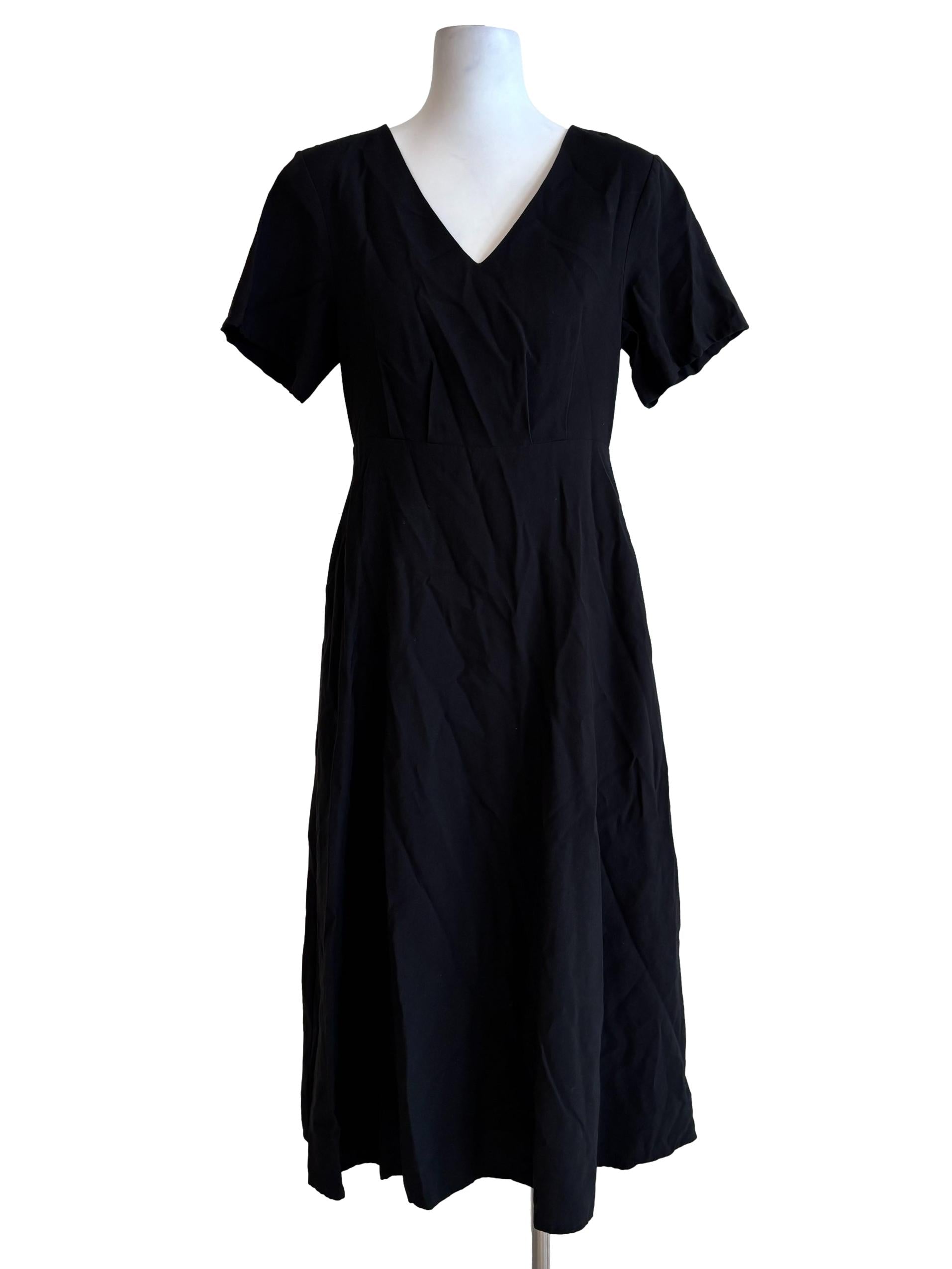 Jet Black Short Sleeve Cotton Dress