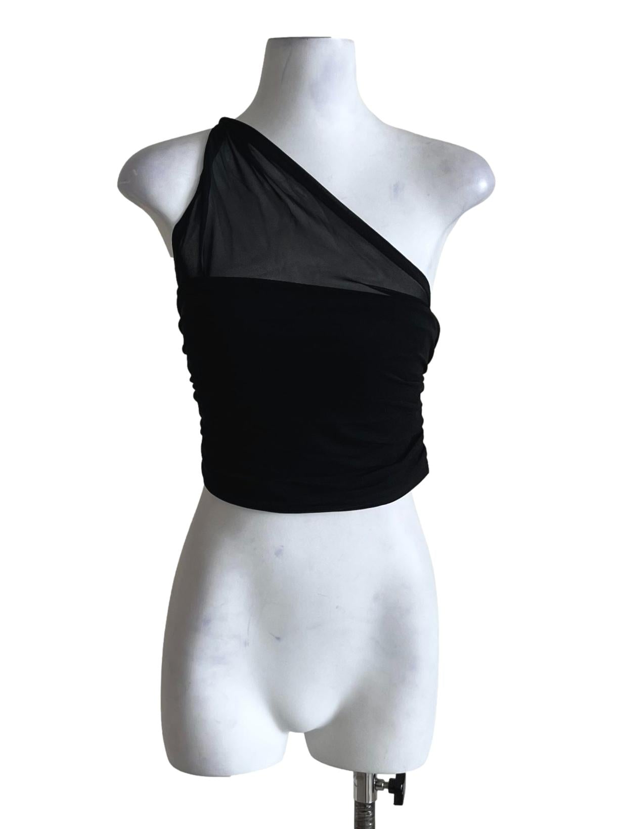 Black Genevieve Mesh Toga Padded Top