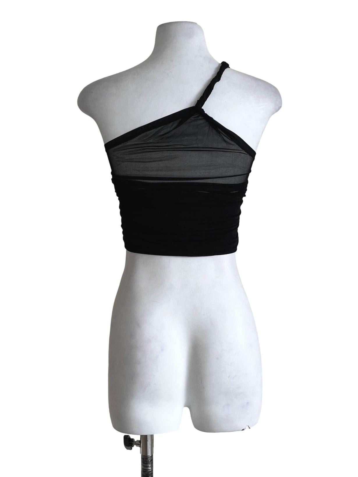 Black Genevieve Mesh Toga Padded Top