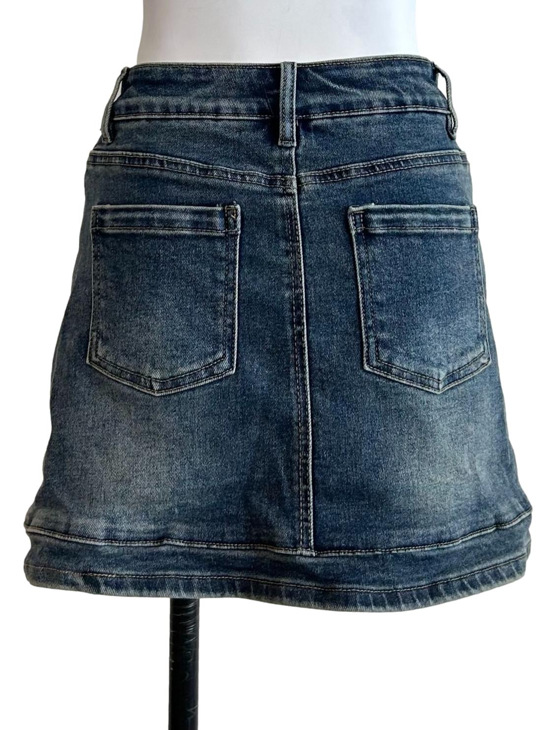 Dark Wash Denim Mini Skorts