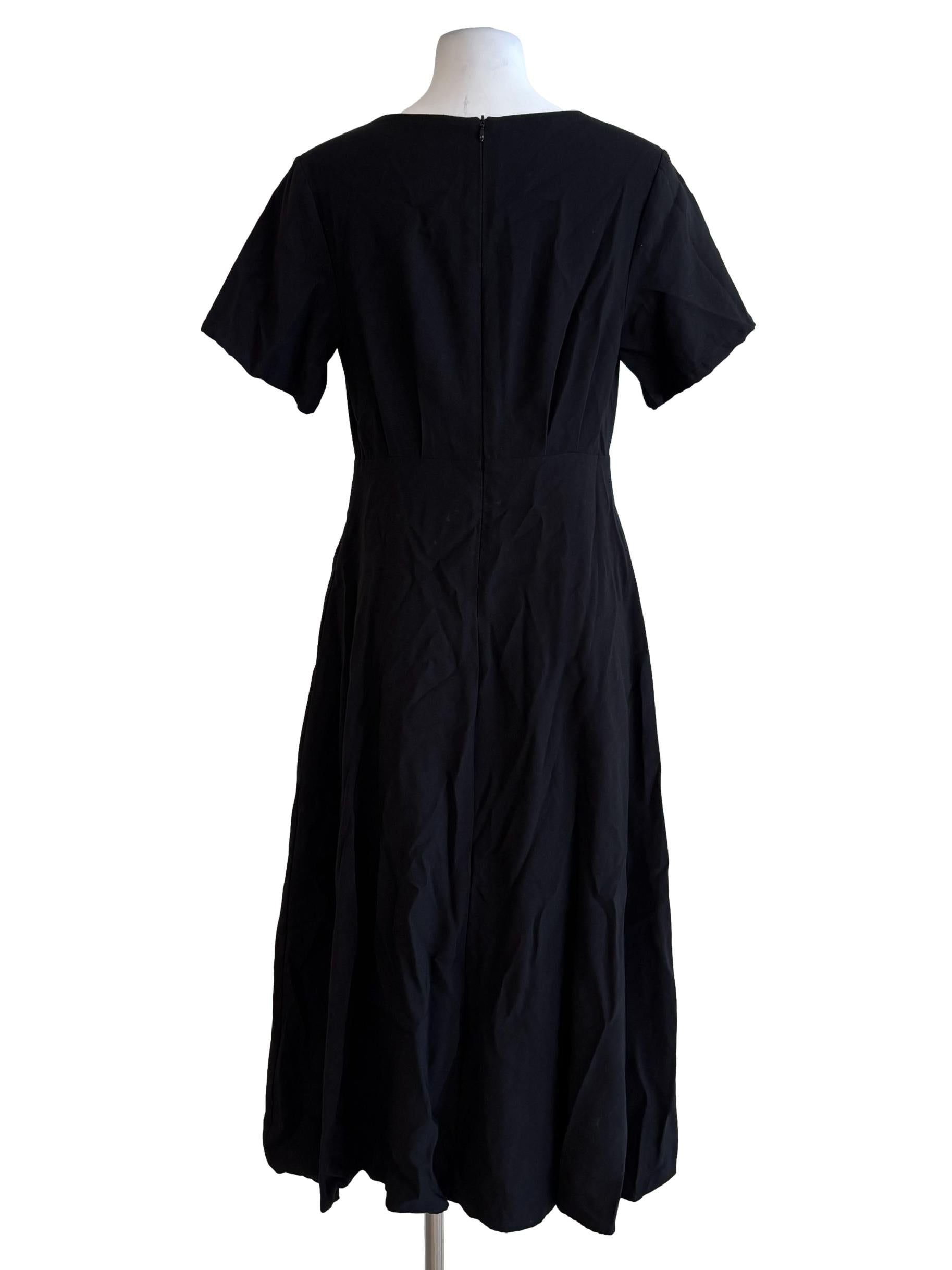 Jet Black Short Sleeve Cotton Dress