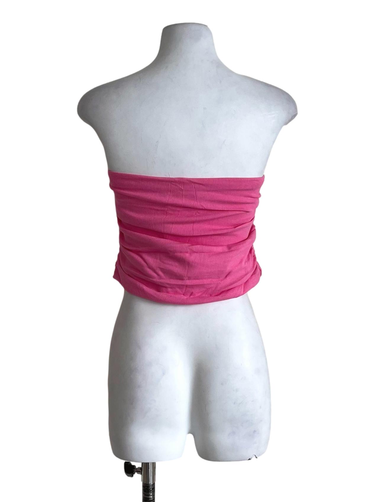 Pink Chelle Ruched Tube Padded Top