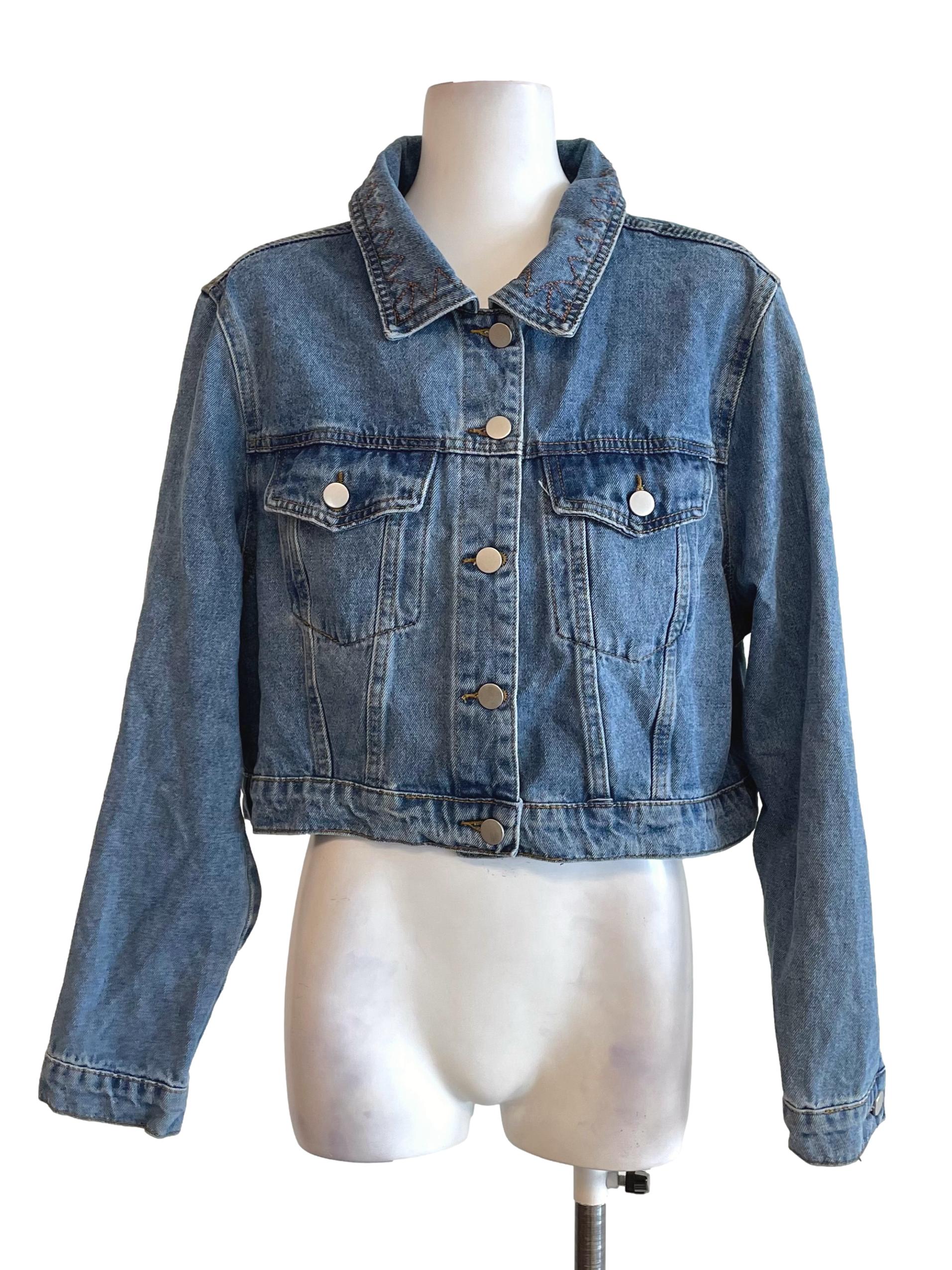 Ash Blue Crop Denim Jacket