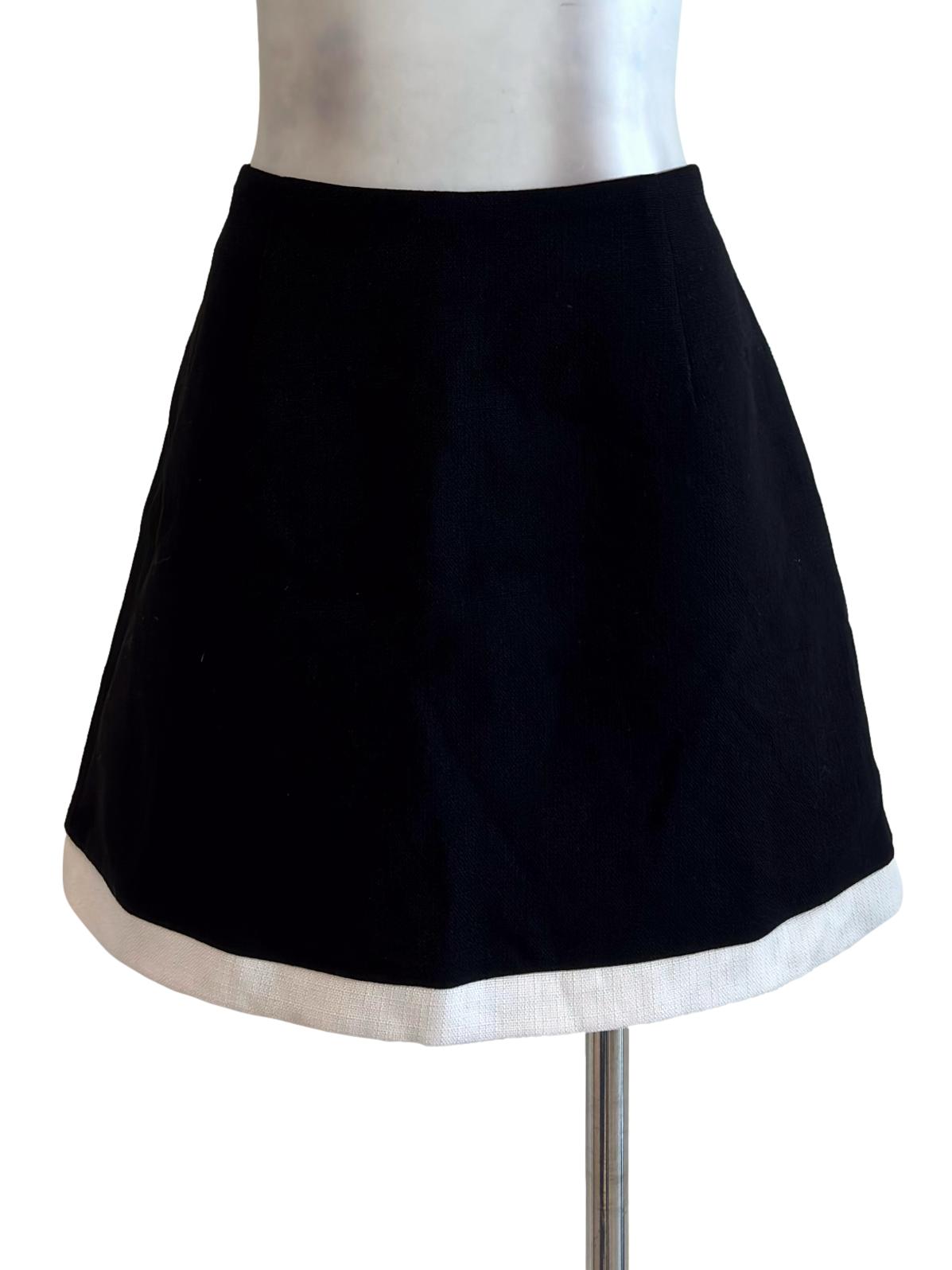 Onyx Black White Detail Mini Skirt