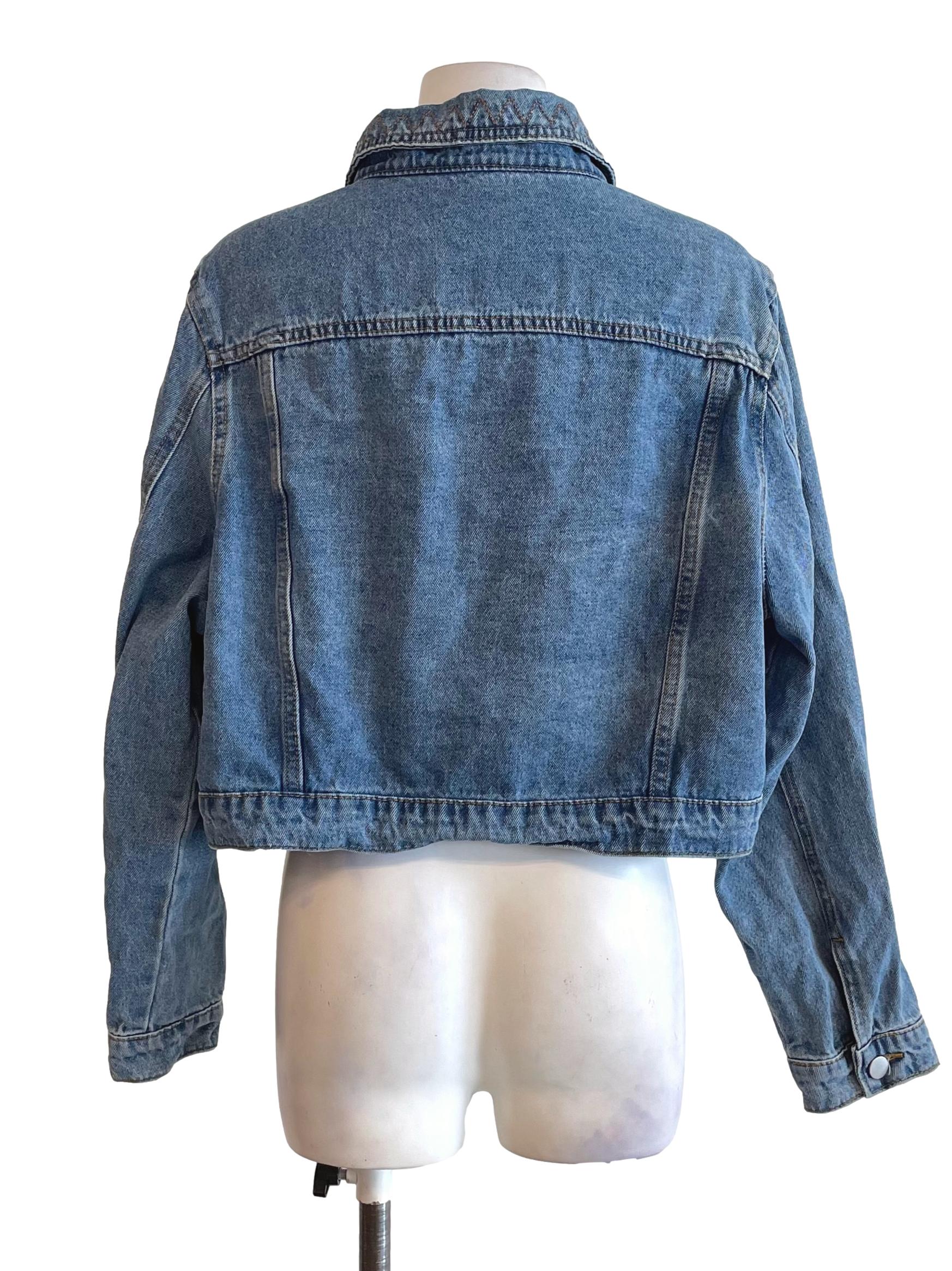 Ash Blue Crop Denim Jacket