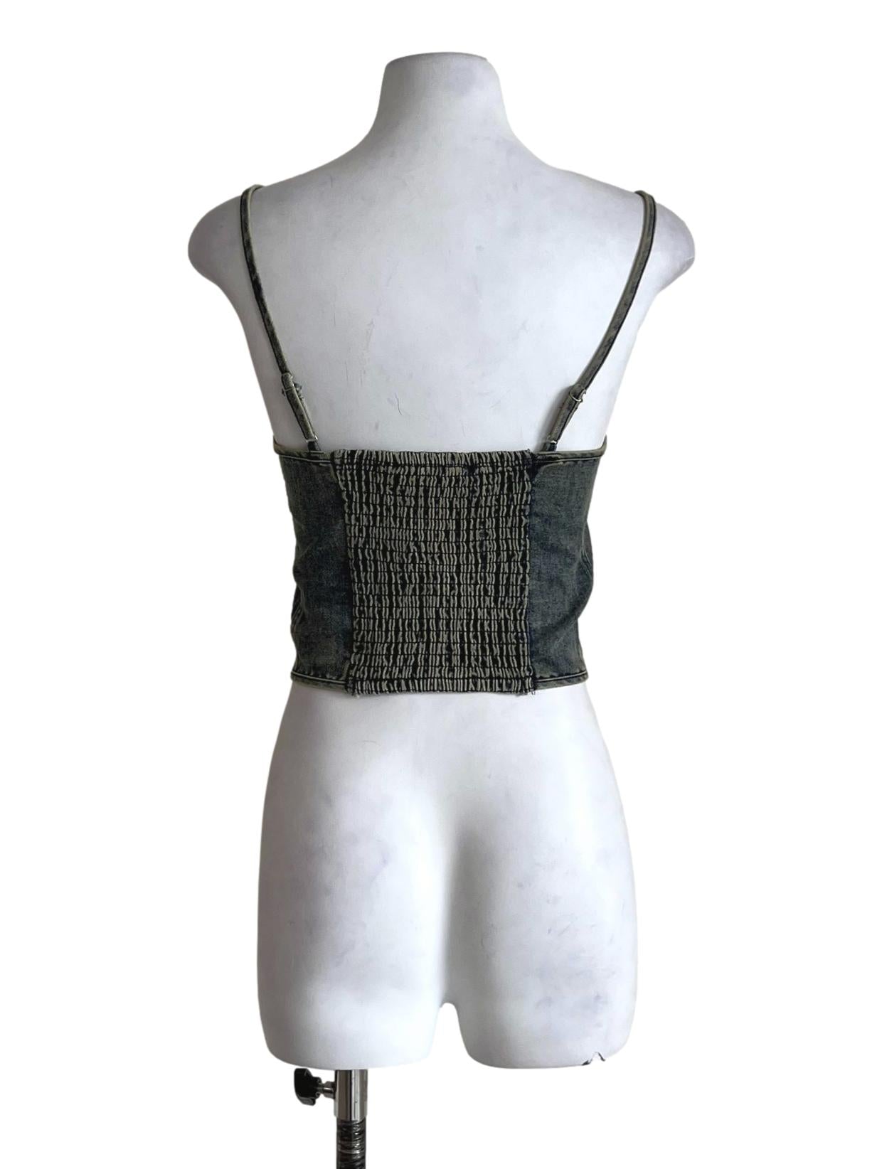 Blue Kacey Hook Front Corset Denim Top