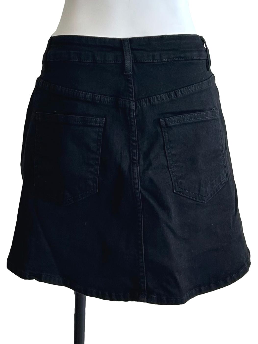 Black Classic Denim Mini Skirt