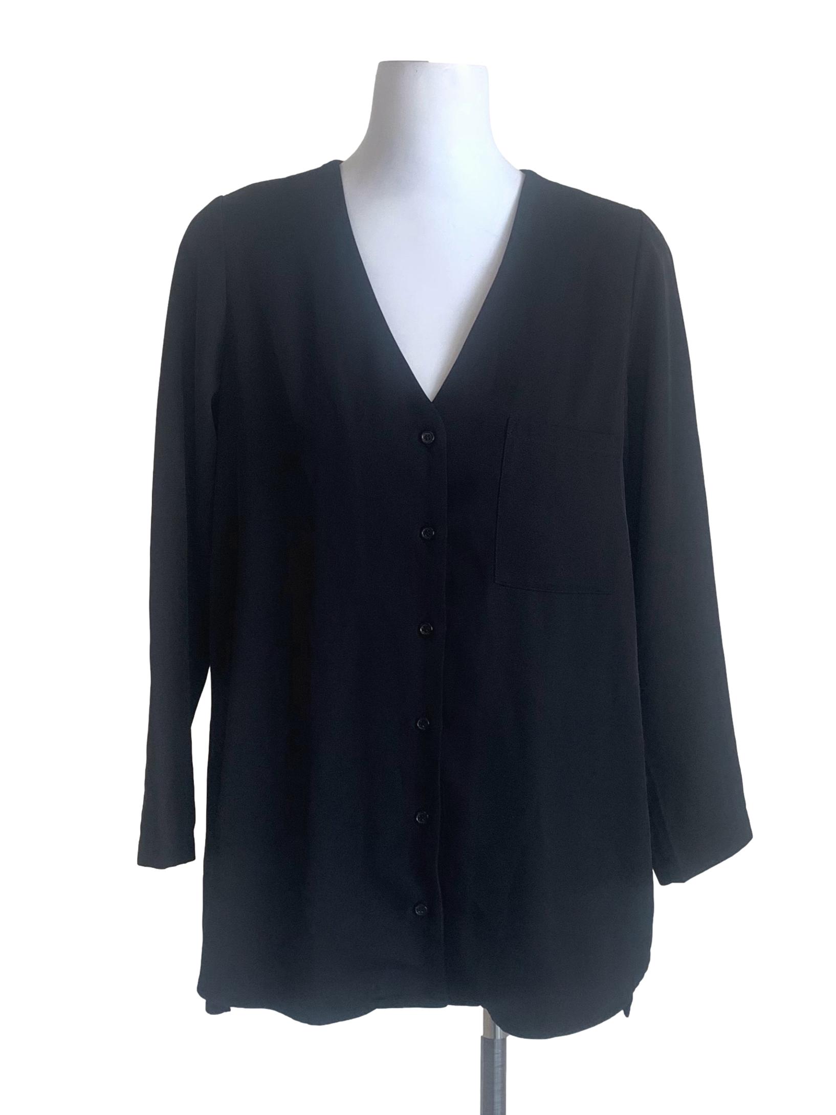 Grease Black Deep V Neck Long Sleeves Top TEM