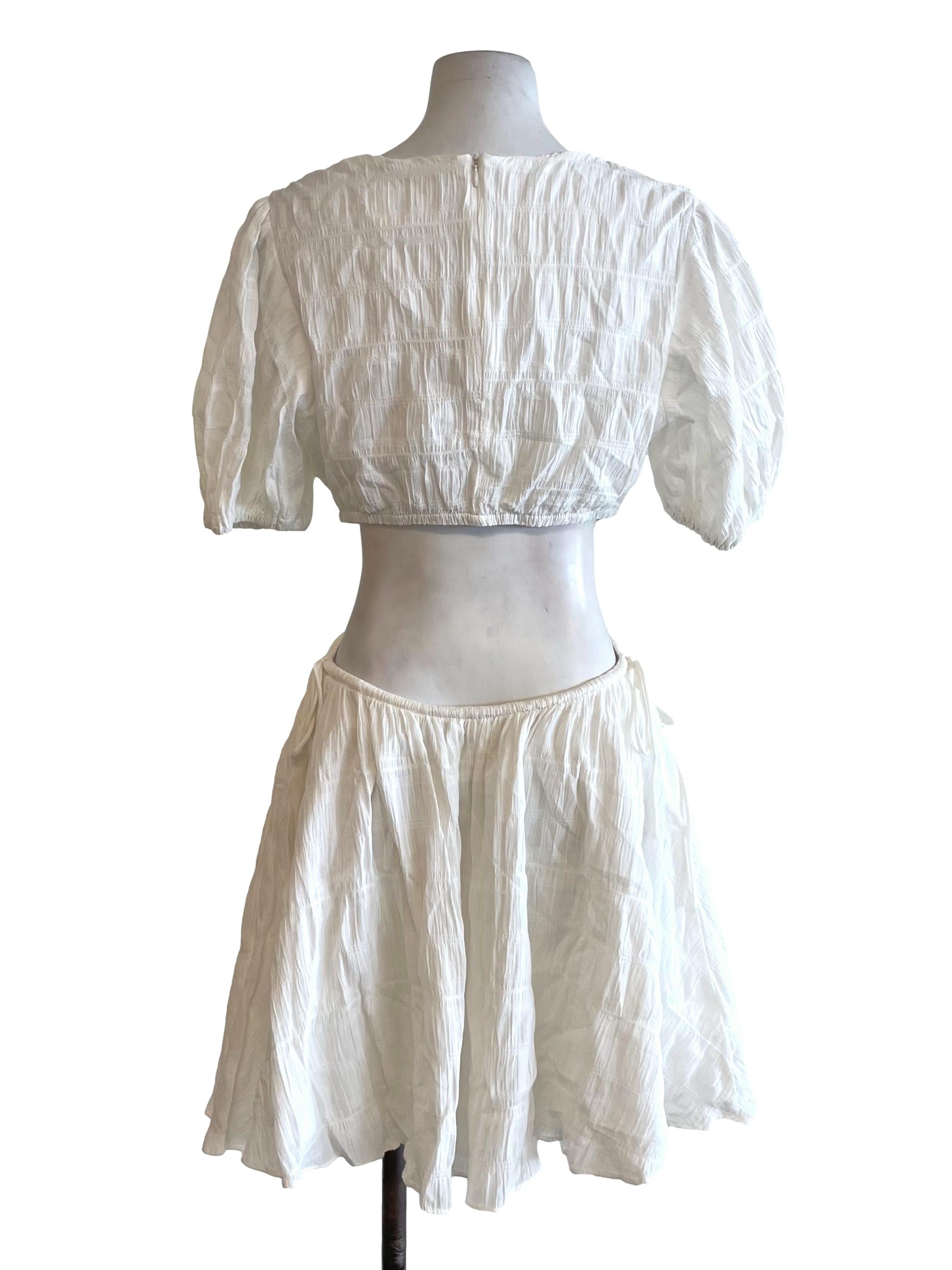 White Open Waist Petite Dress