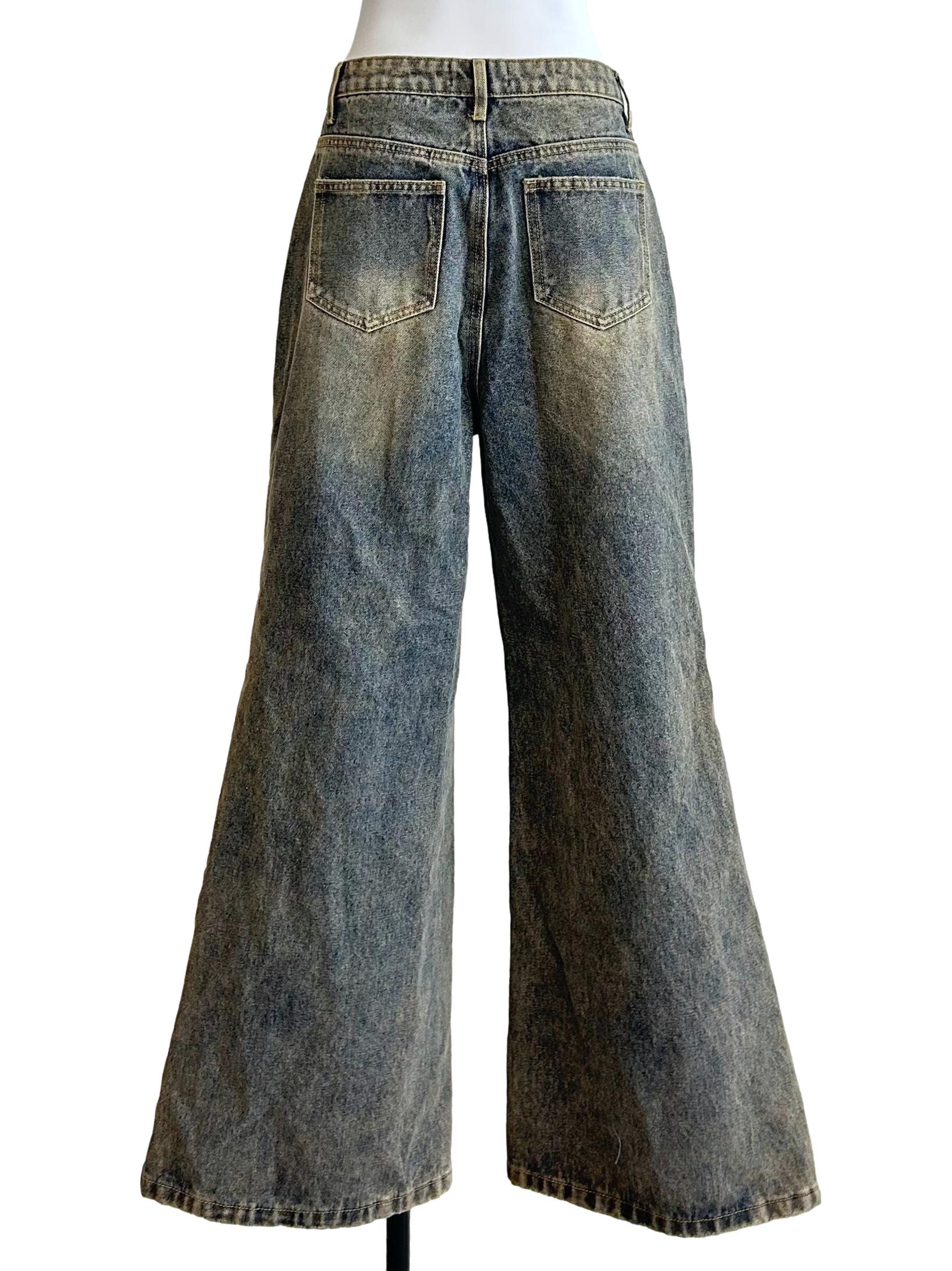 Retro Acid Wash Wide Jeans