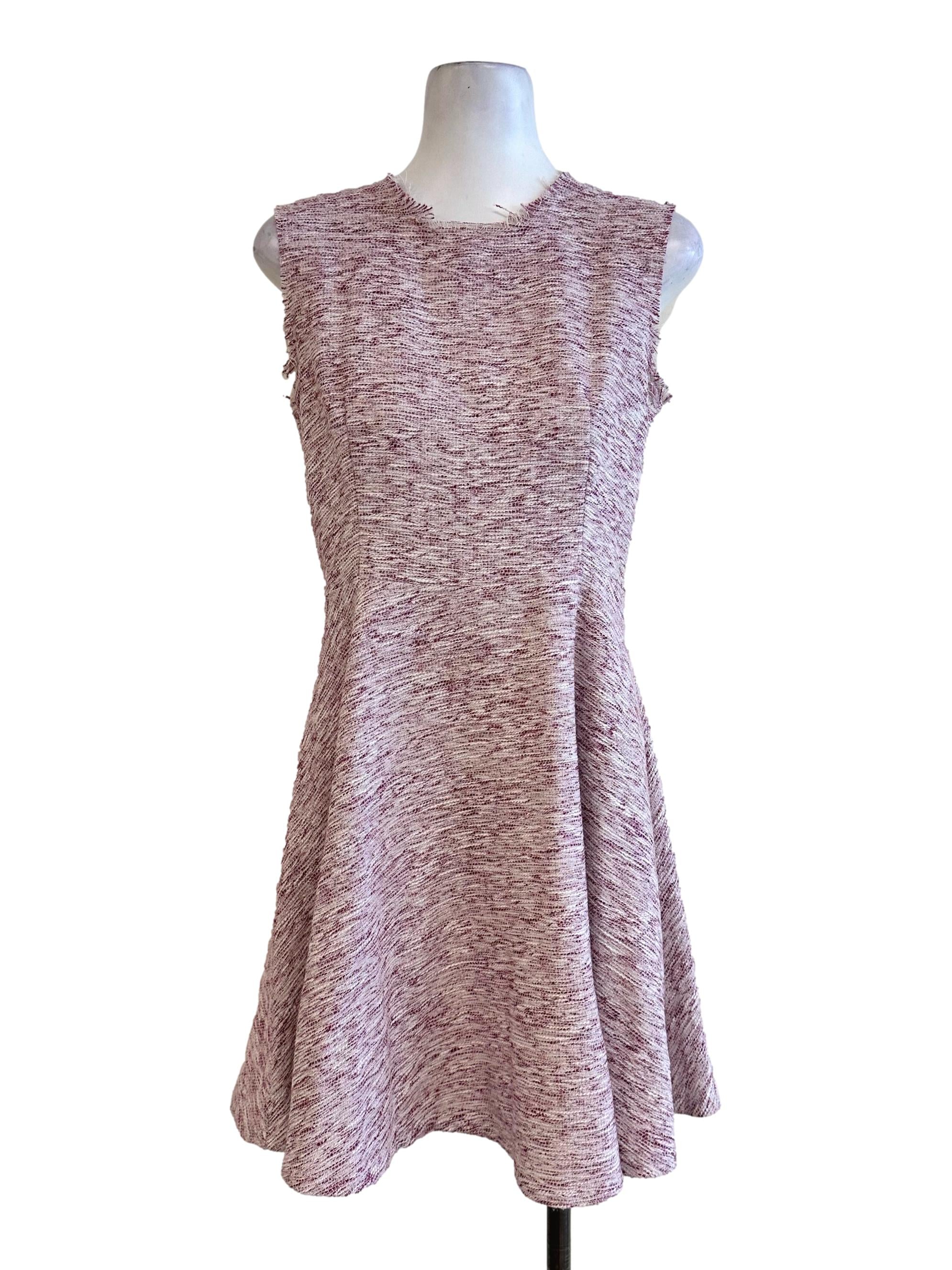 Pink Textured Sleeveless Mini Dress