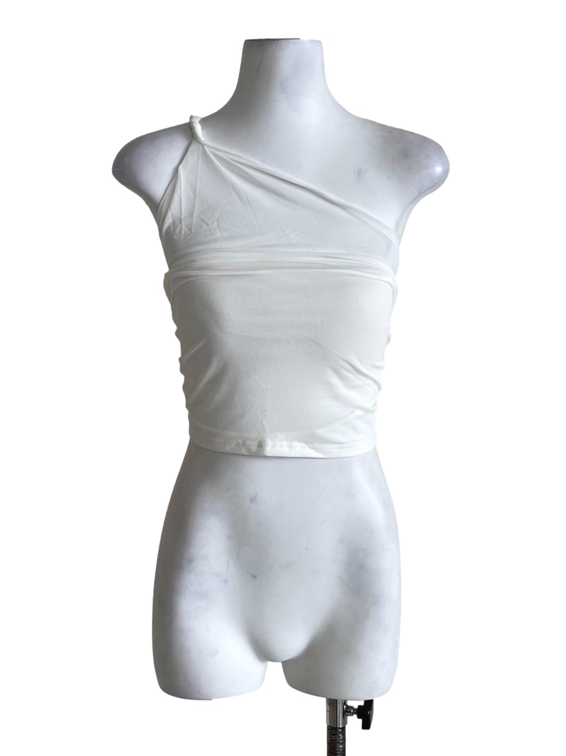 White Genevieve Mesh Toga Padded Top