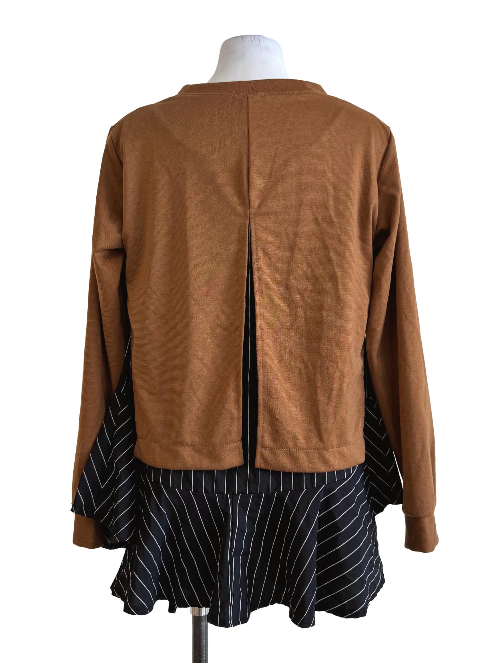 Deep Caramel Long Sleeve Blouse Shirt