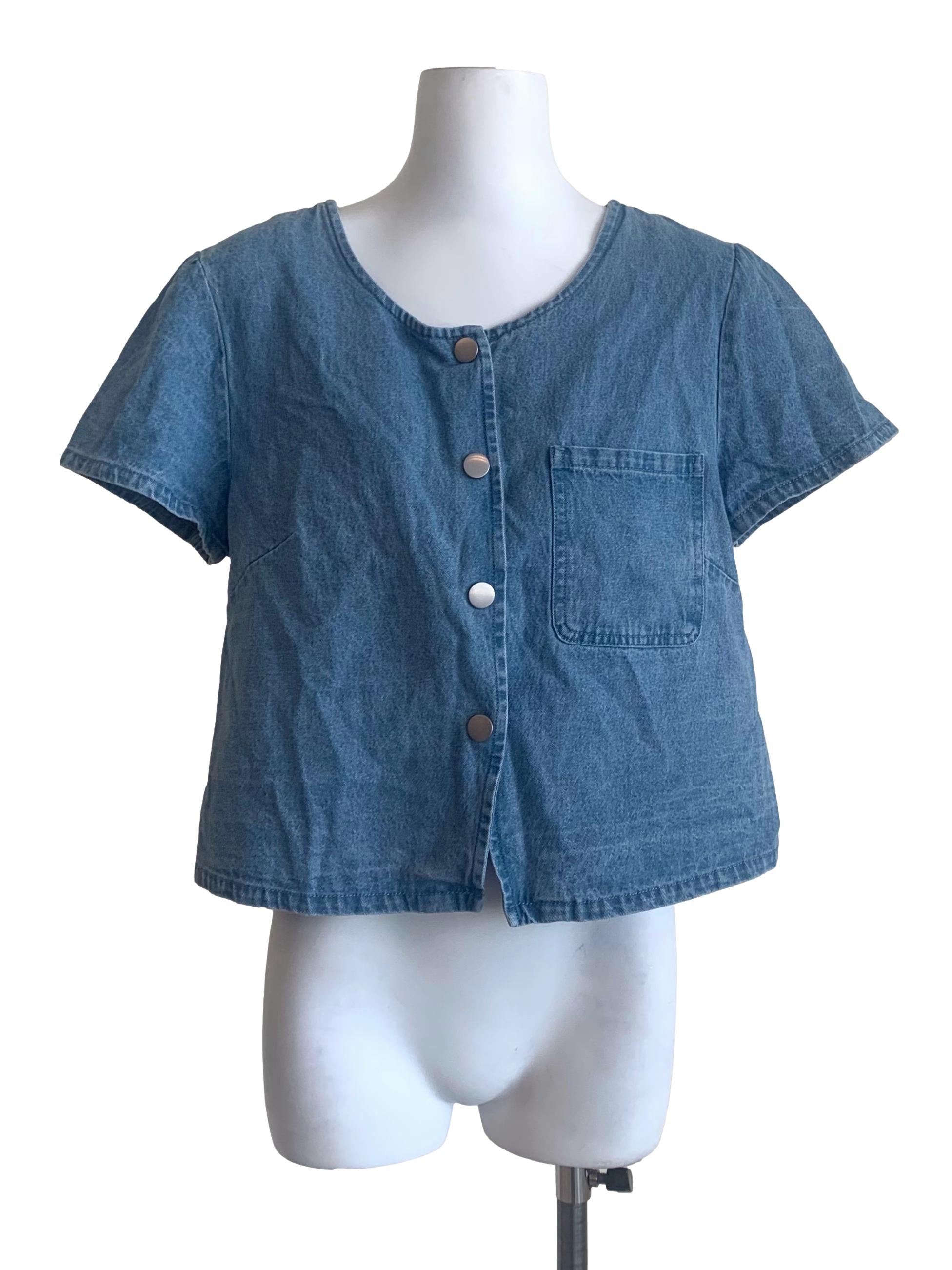 Aegean Blue Buttoned Top