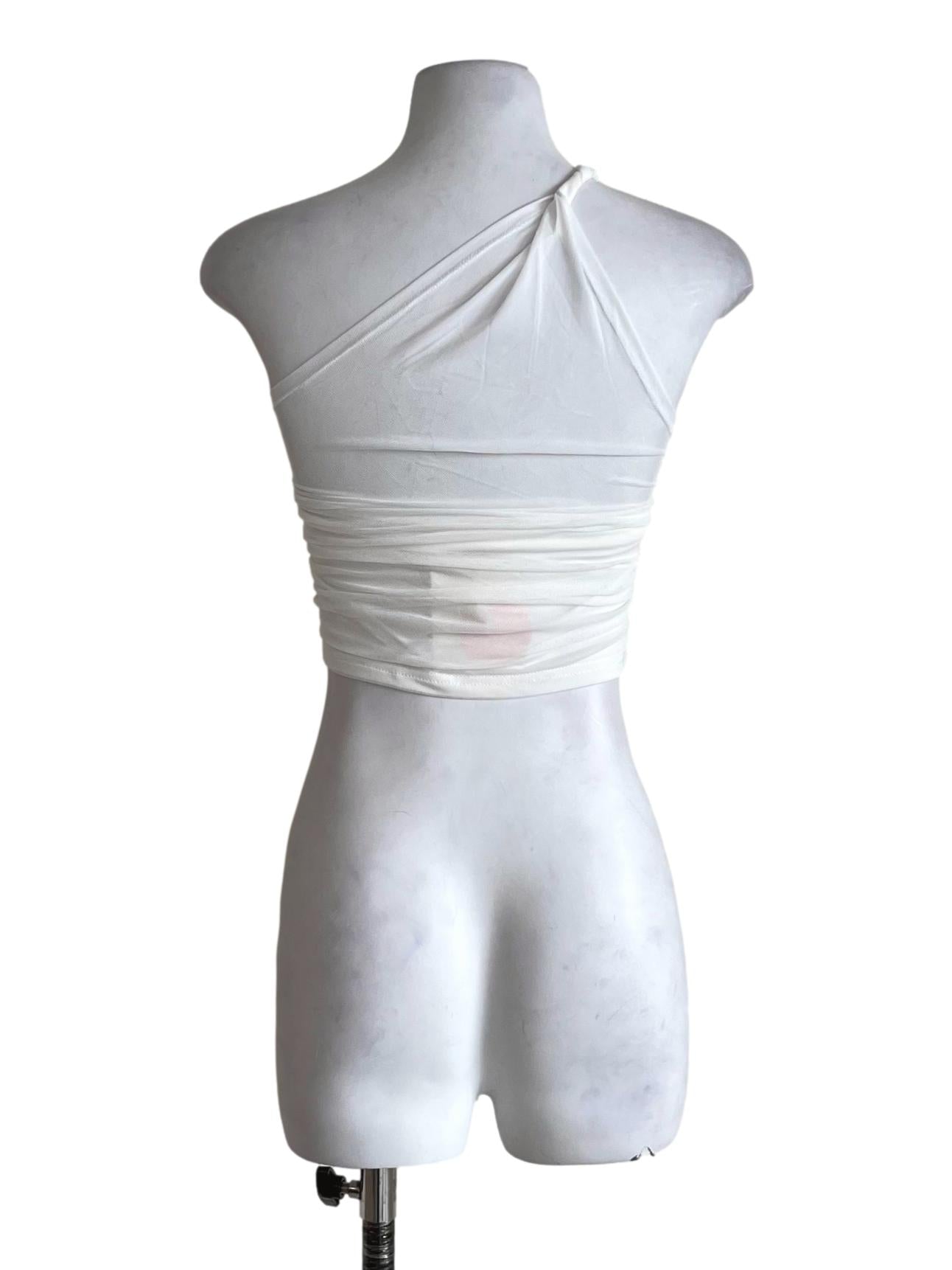 White Genevieve Mesh Toga Padded Top