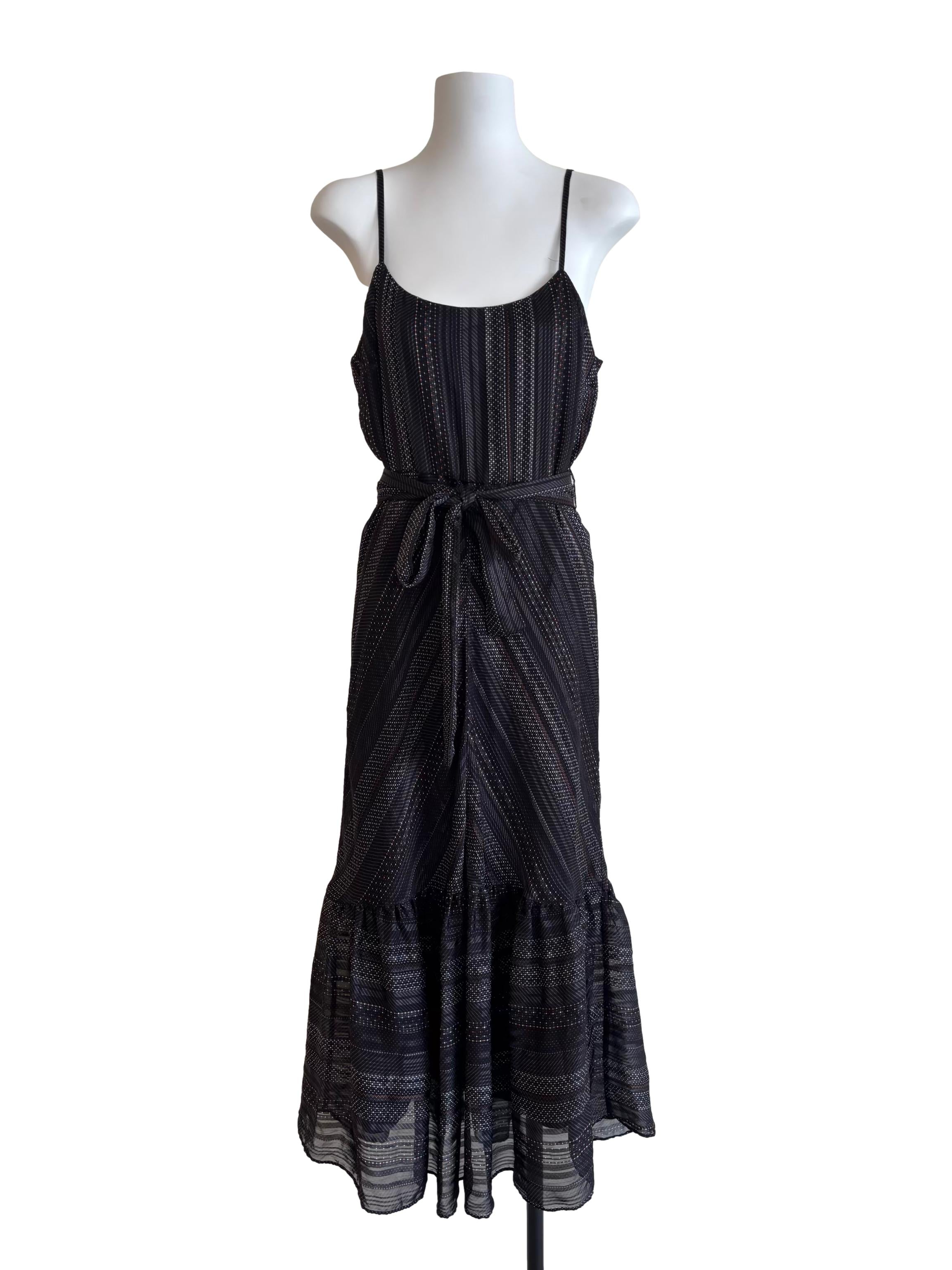 Jet Black Dropwaist Patterned Cami Dress