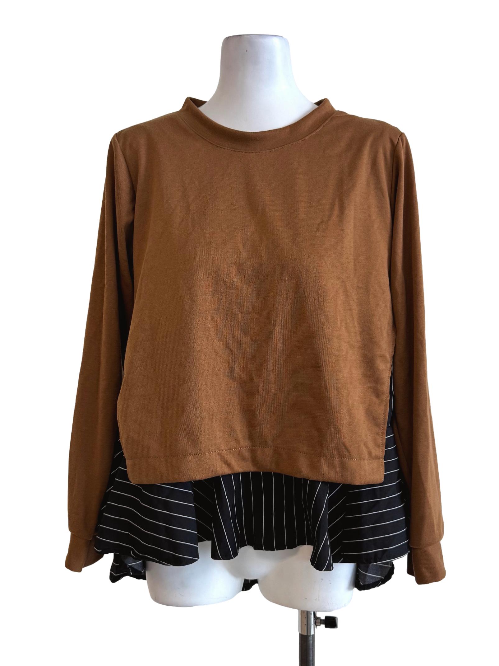 Deep Caramel Long Sleeve Blouse Shirt