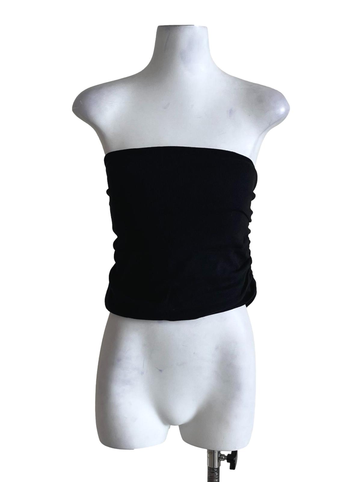 Black Chelle Ruched Tube Padded Top